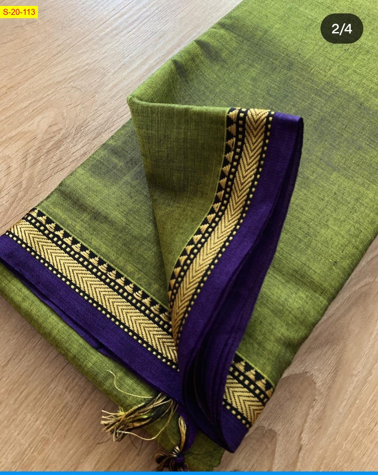 Light Green Narayanpet small border cotton sarees
