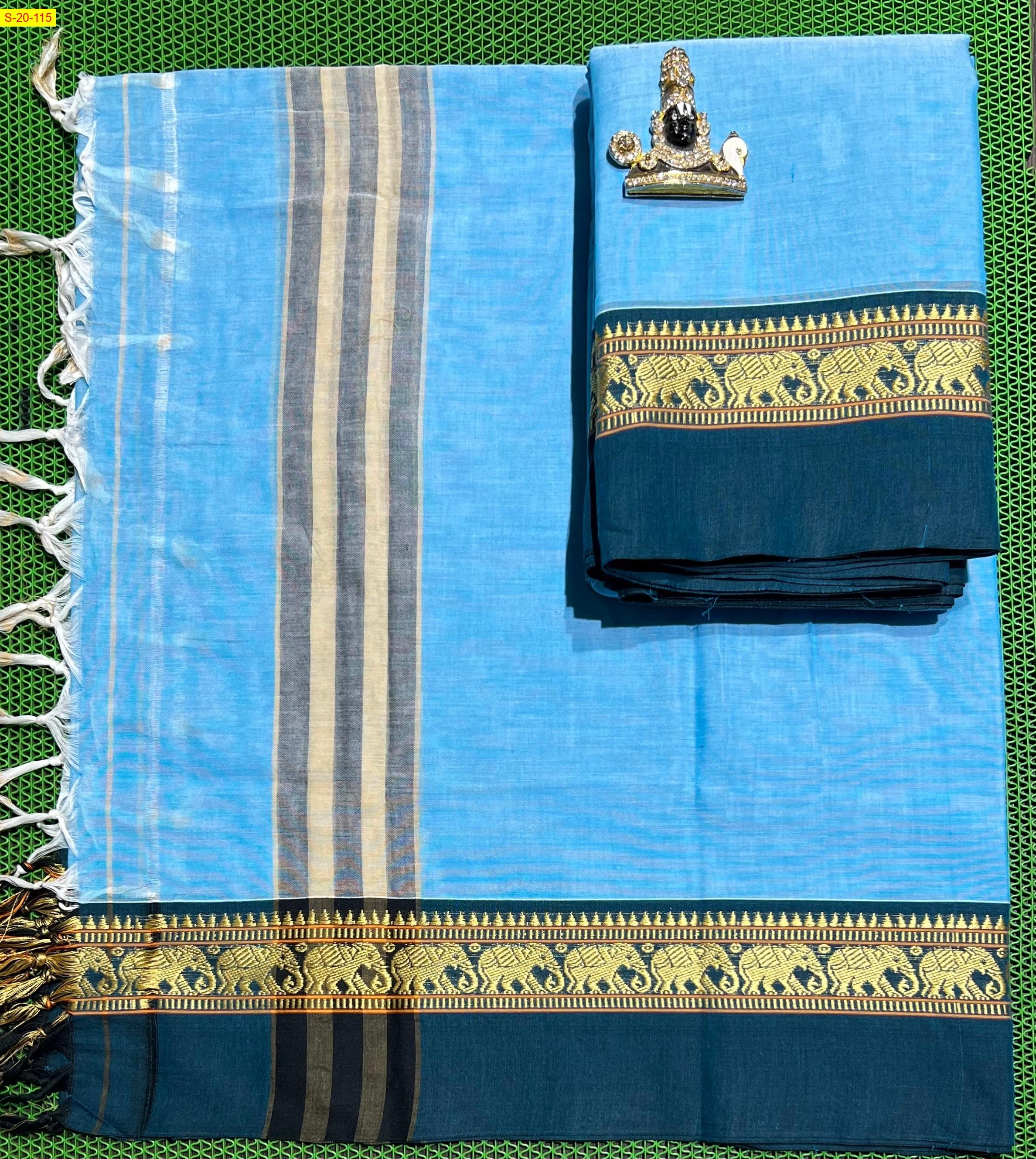 Sky blue Unstitched narayanpet cotton salwar suit material 