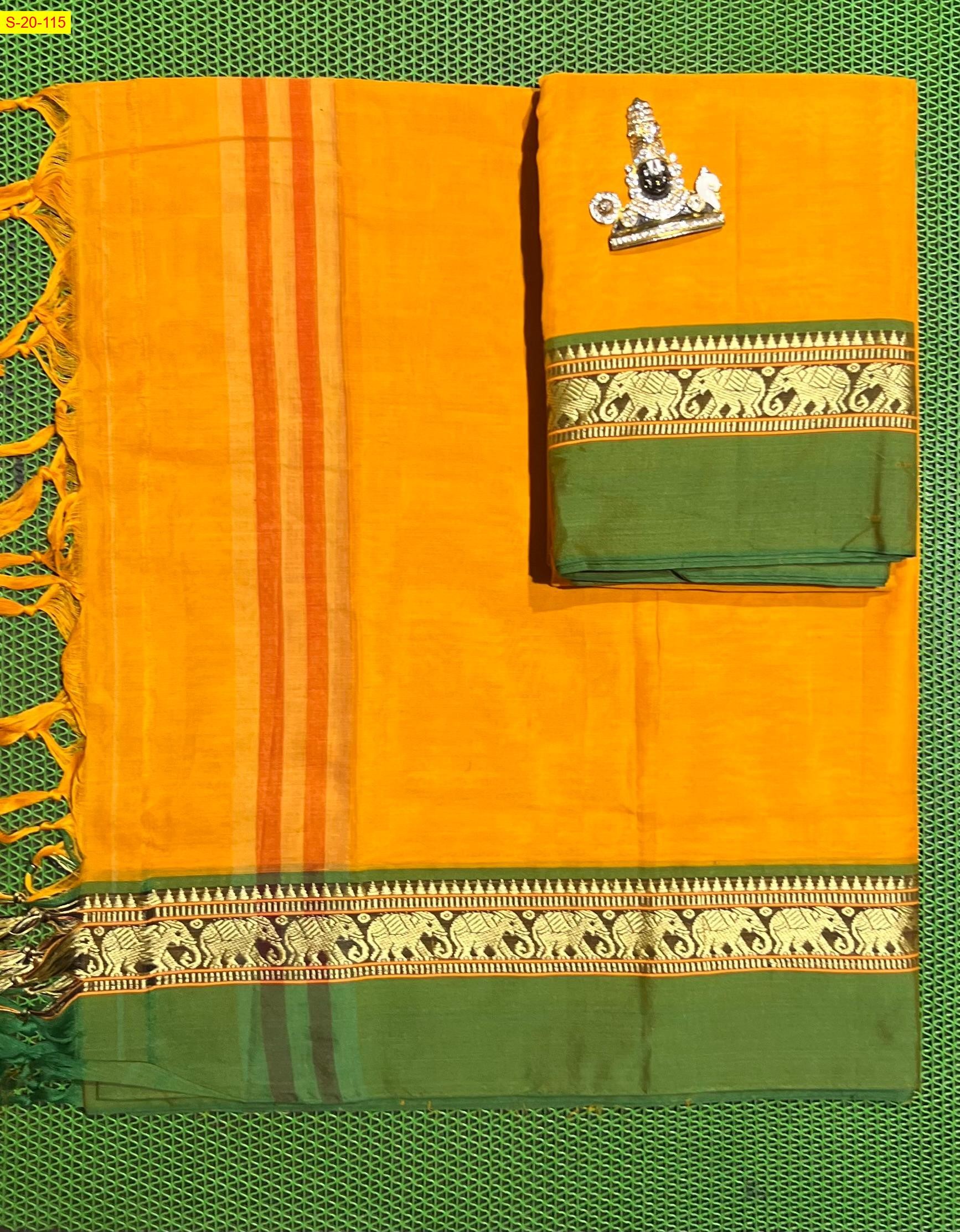 Yellow Unstitched narayanpet cotton salwar suit material 
