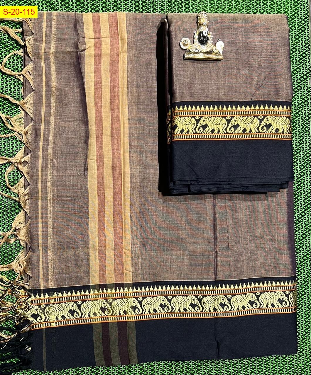 Brown Unstitched narayanpet cotton salwar suit material 