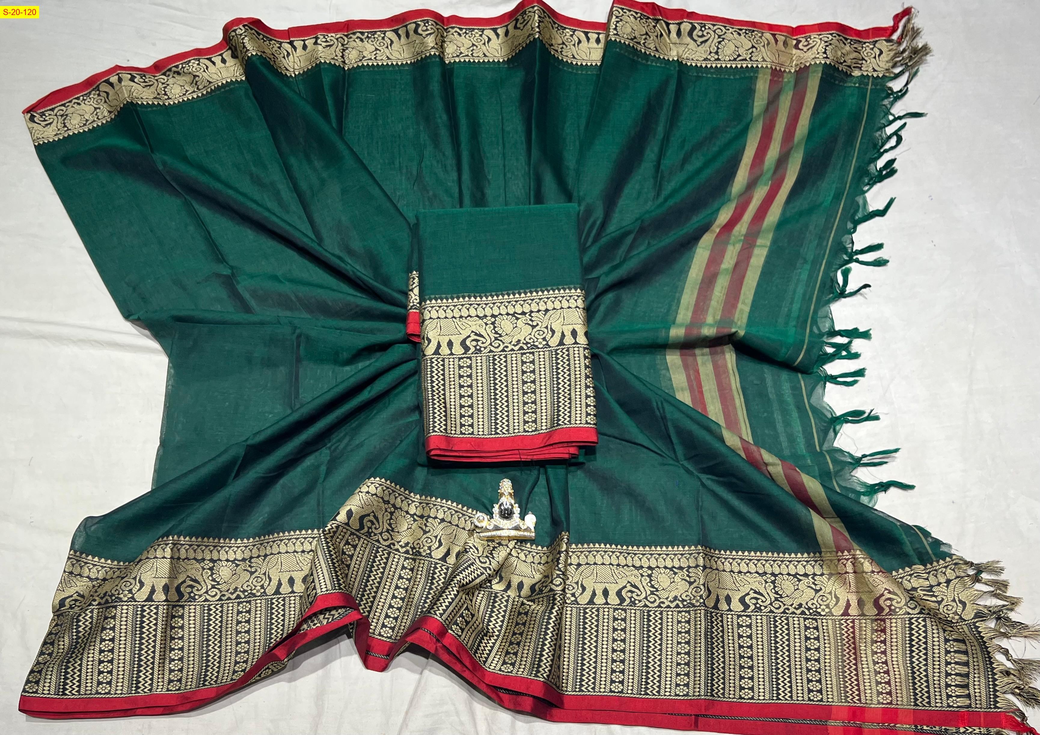 Dark Green Narayanpet cotton dress material