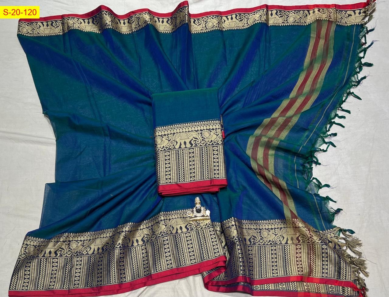 Navy Blue Narayanpet cotton dress material