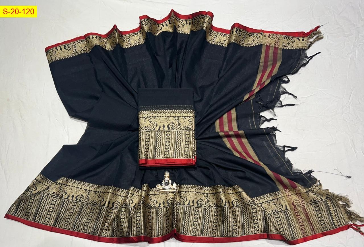 Black Narayanpet cotton dress material