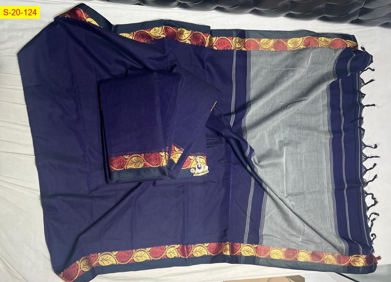 Navy Blue Pure narayanpet soft cotton sarees