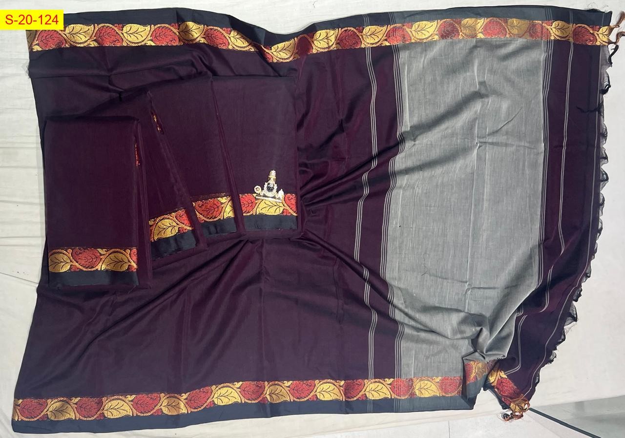 Wine Pure narayanpet soft cotton sarees