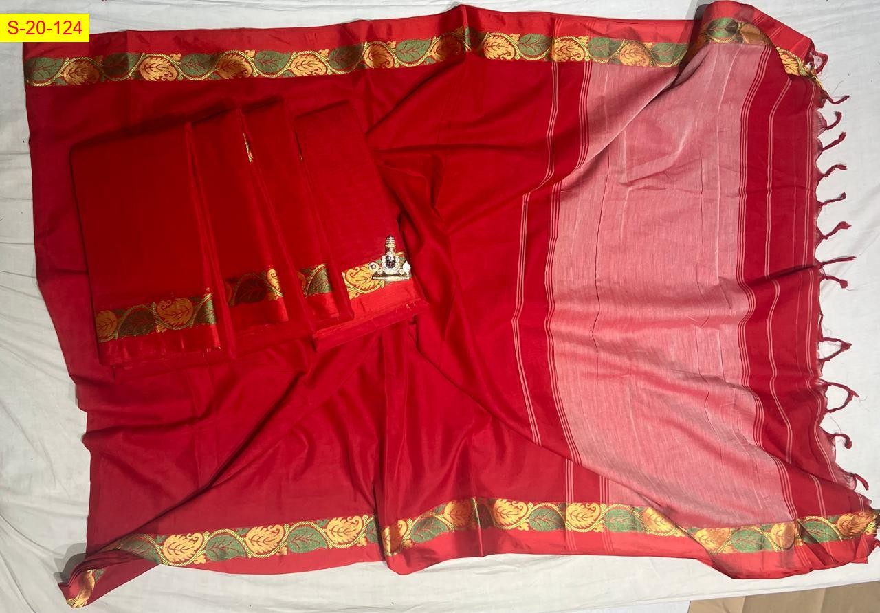 Red Pure narayanpet soft cotton sarees