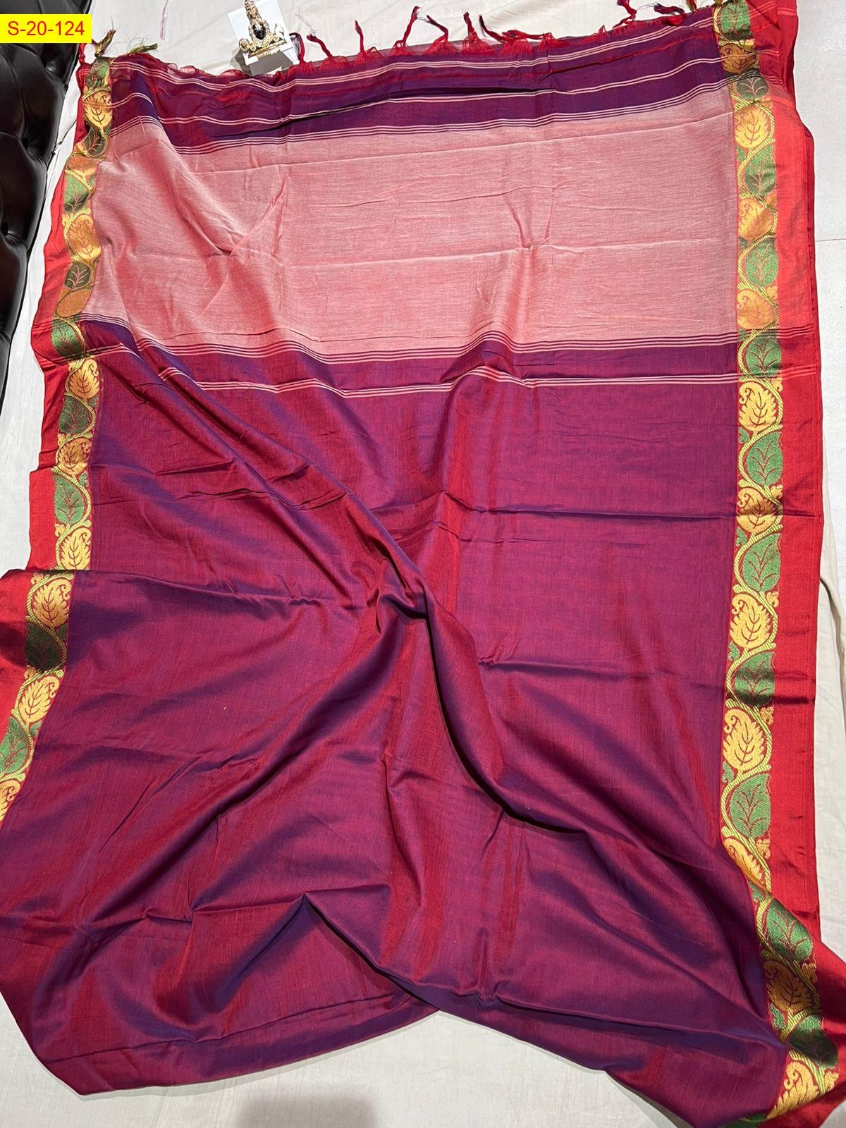 Maroon Pure narayanpet soft cotton sarees