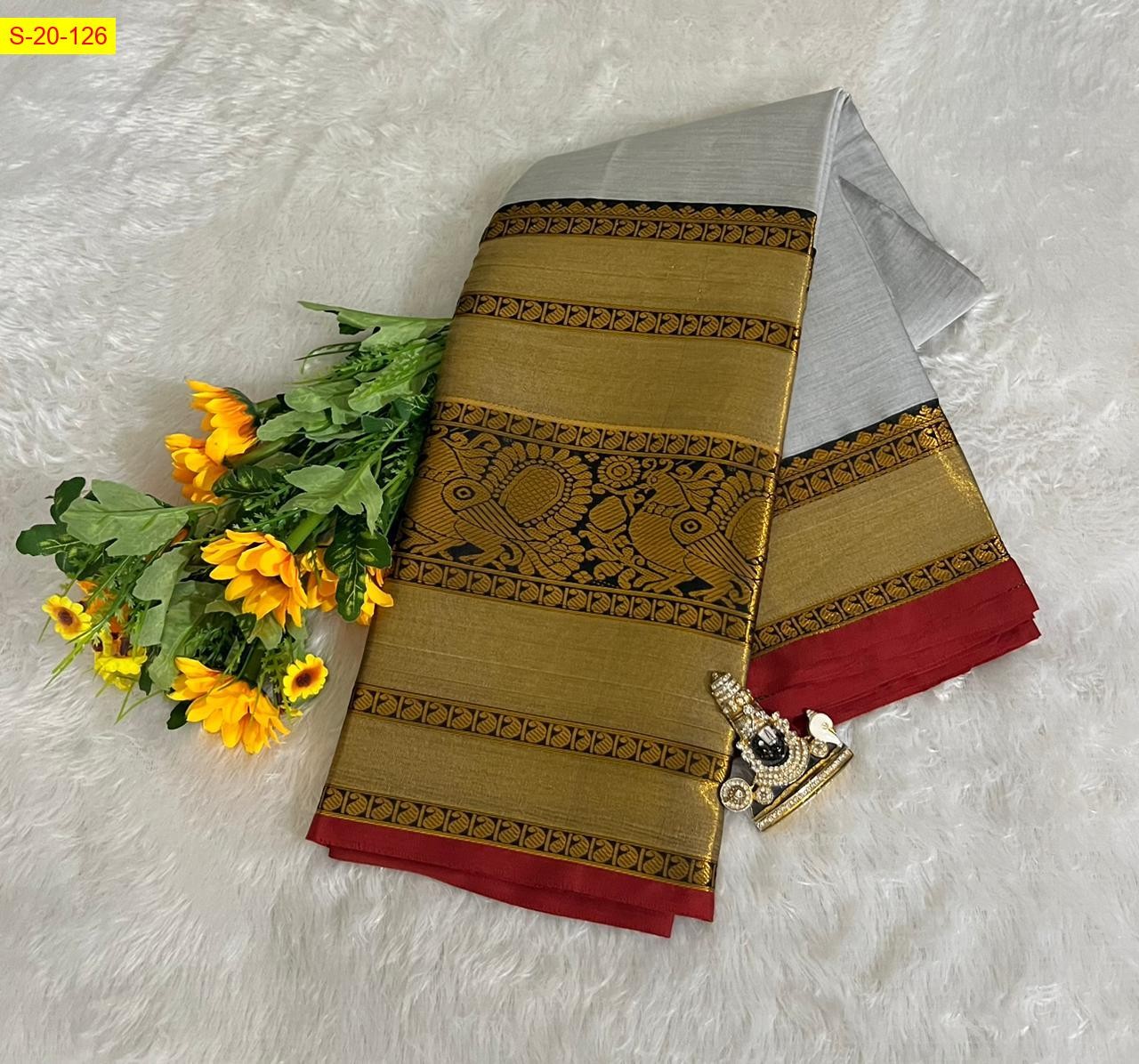 Gray Sugandha soft silk mercerized cotton saree