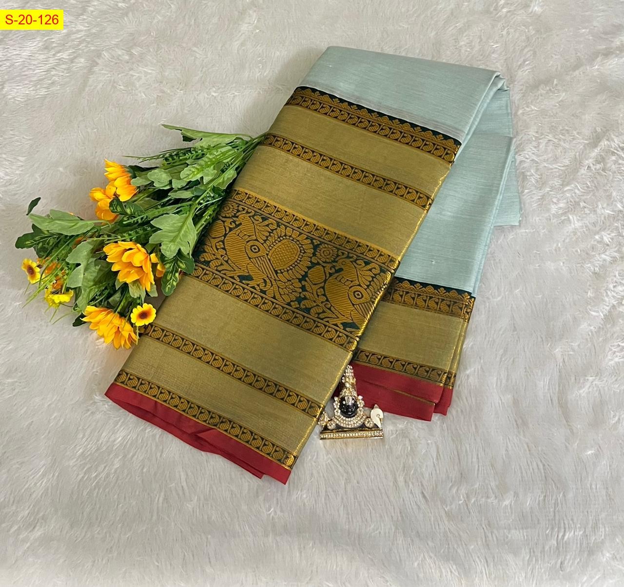 Sky Blue Sugandha soft silk mercerized cotton saree