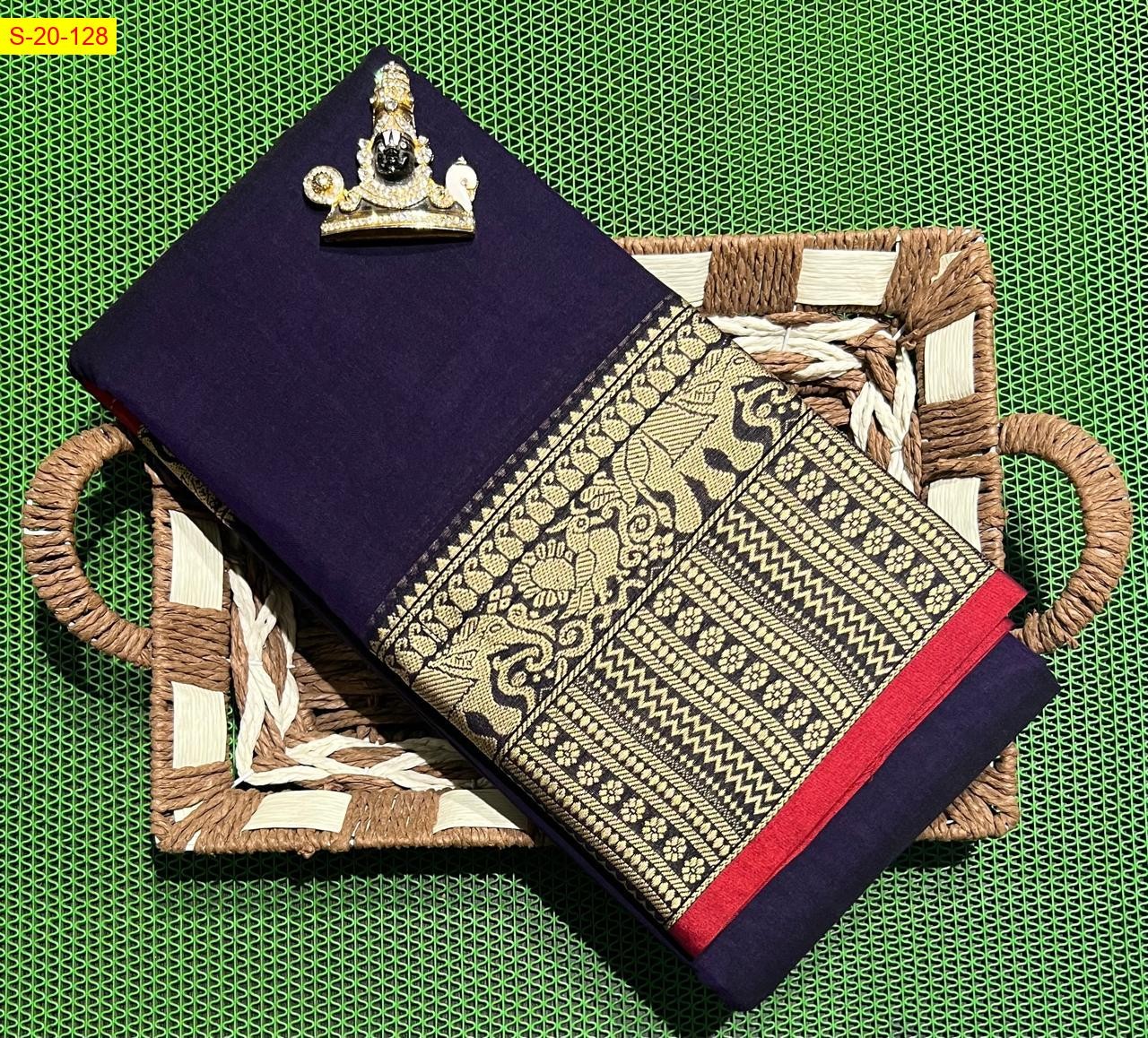 Violet Narayanpet soft cotton sarees with thread border