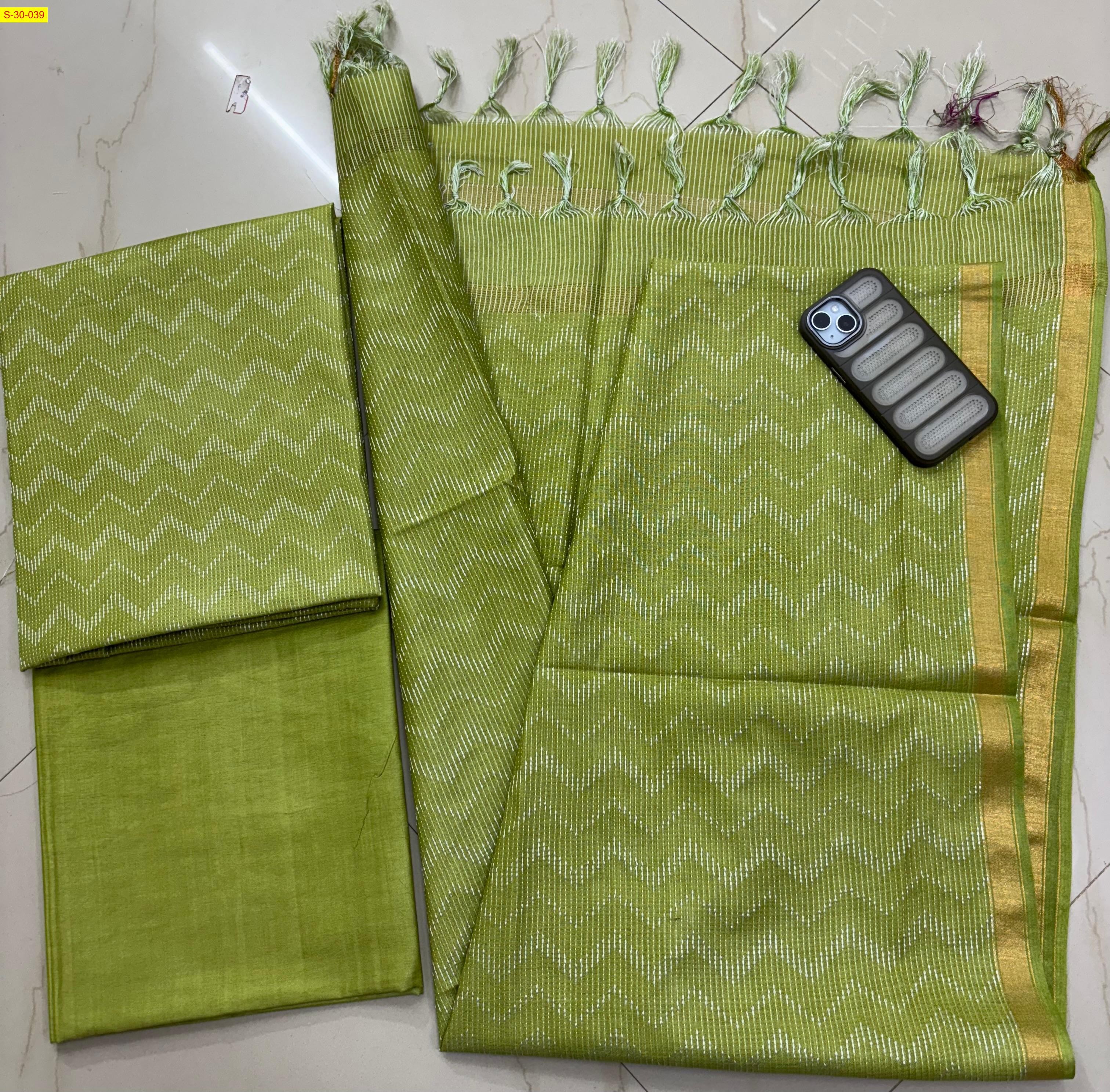Green Semi tussar bhagalpuri suits collection 