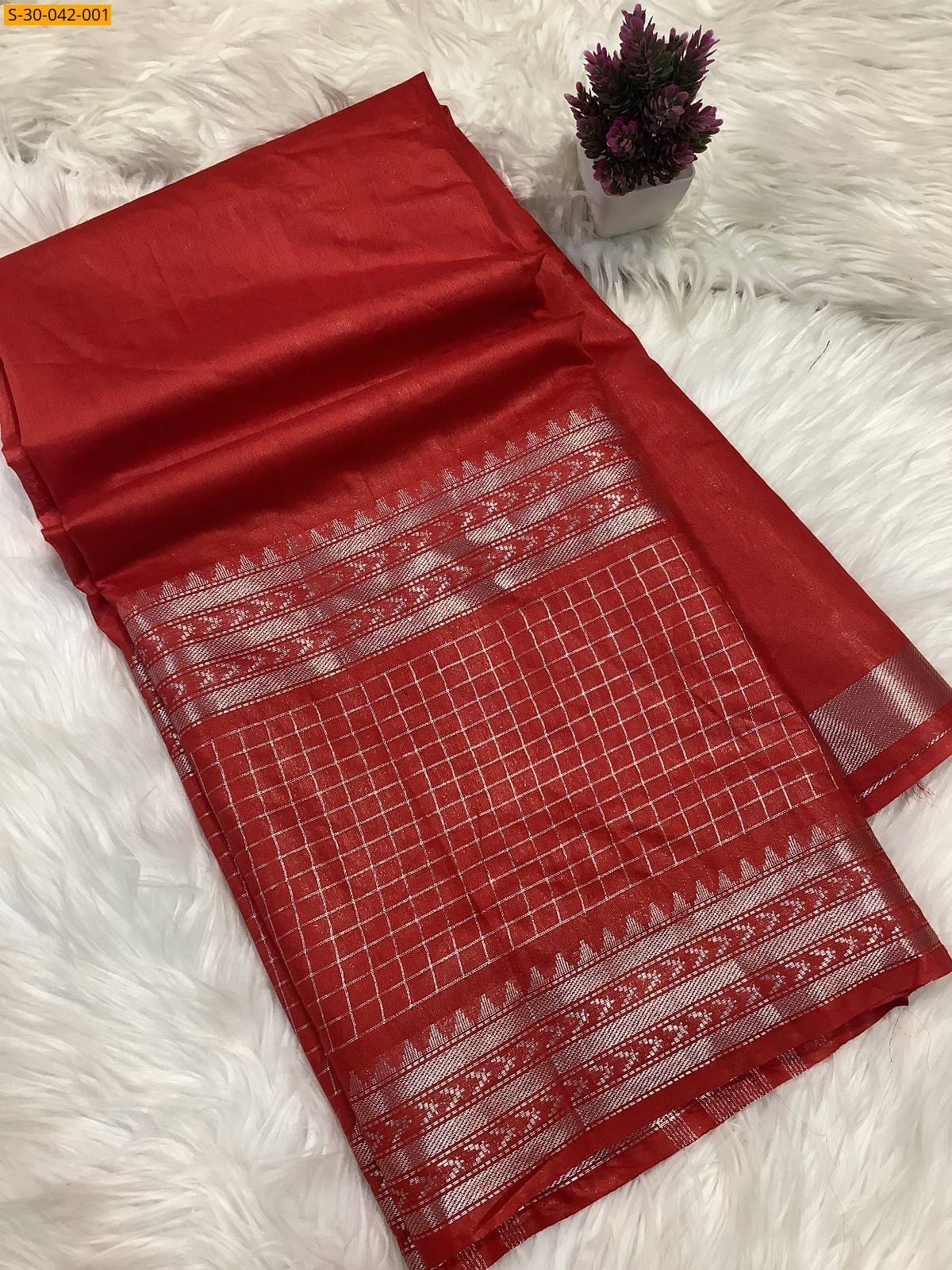 Red Mangalagiri fancy silk sarees