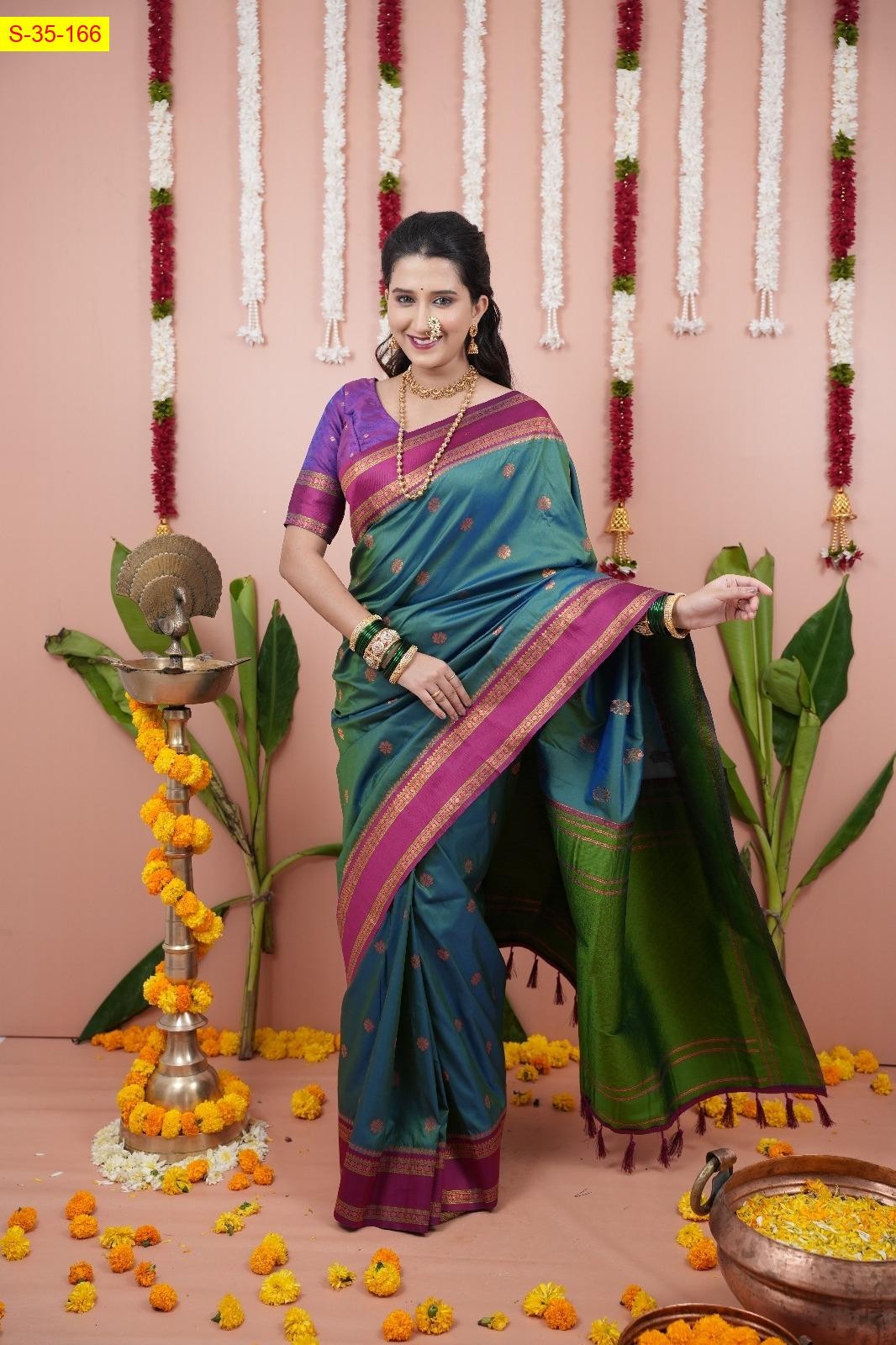 Rama green Soft Fancy silk saree
