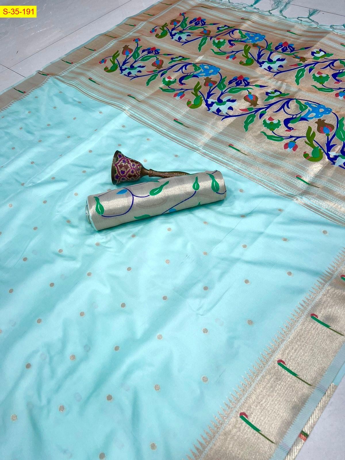 Light Blue Paithani silk sarees