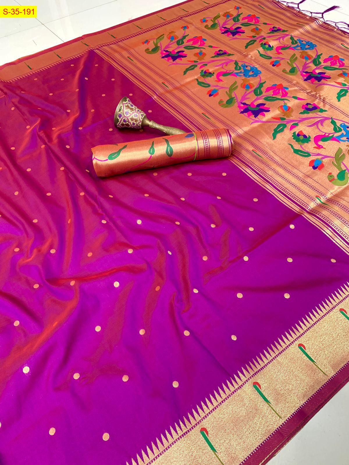 Dark Pink Paithani silk sarees