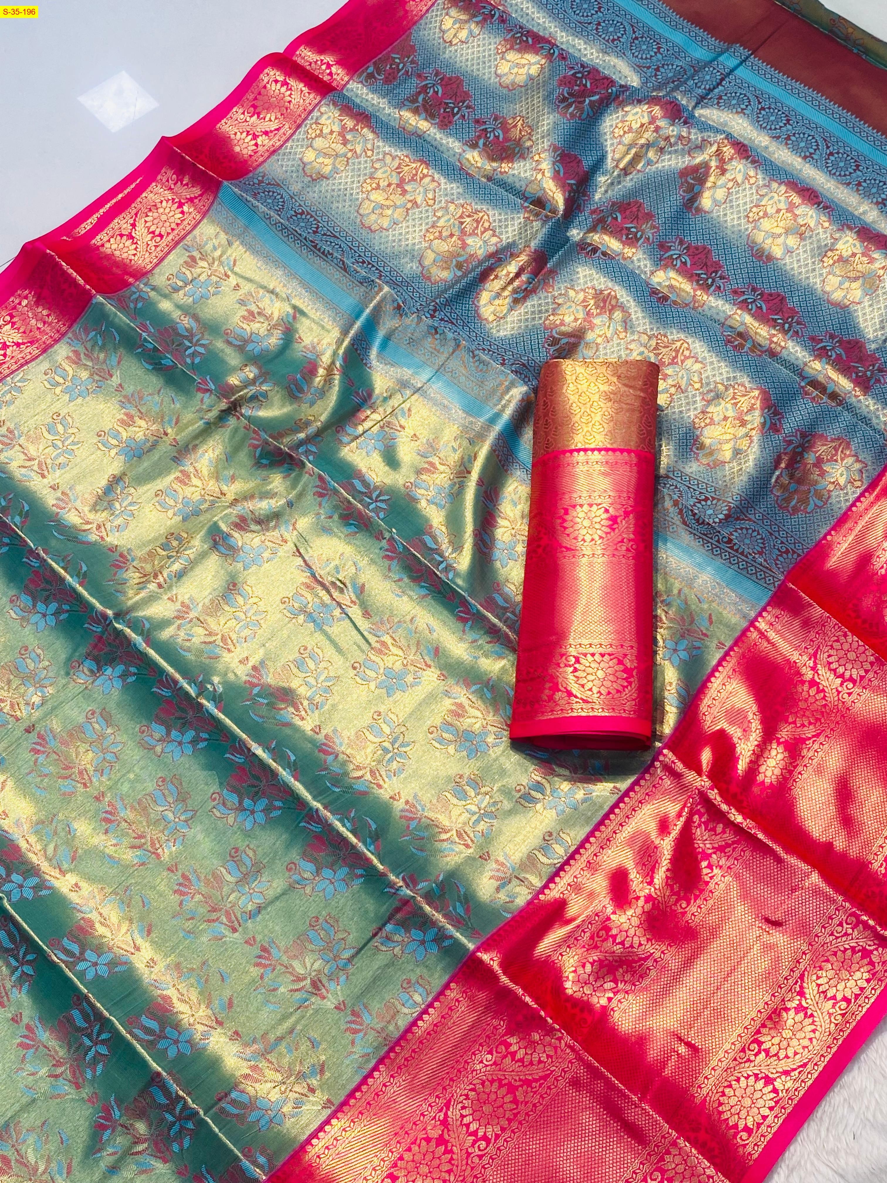 Green Kanjivaram Semi silk sarees