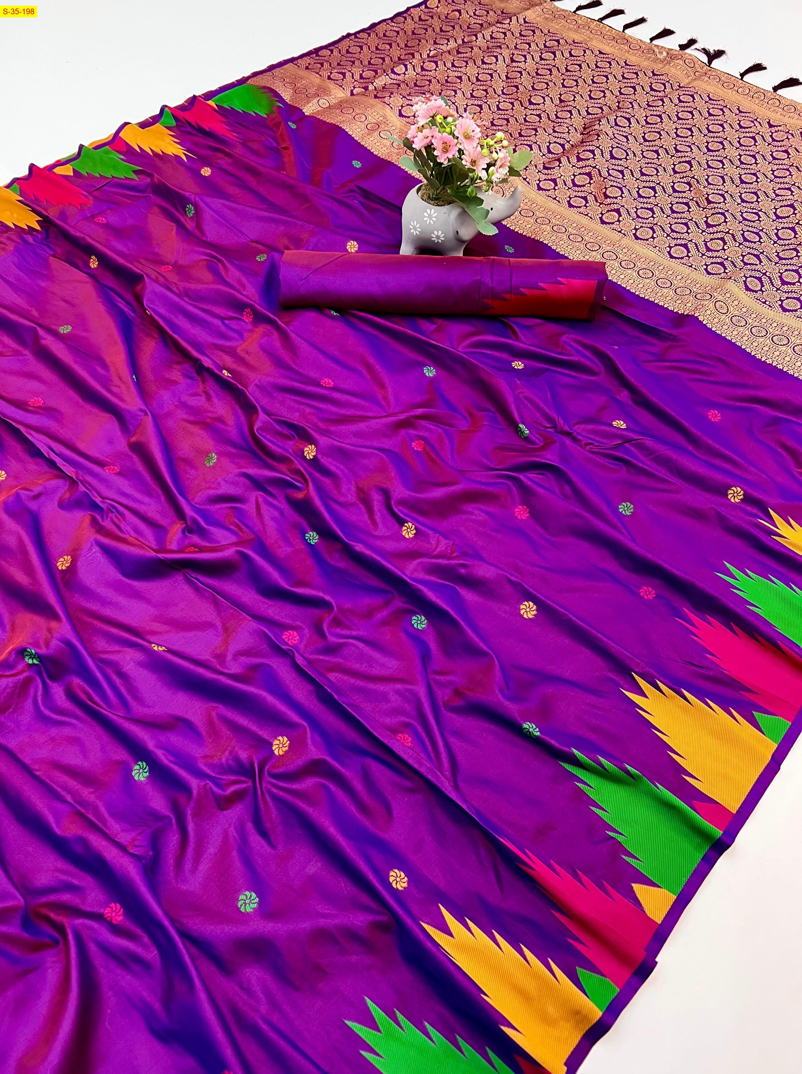 Purple Soft silk two tone sarees 