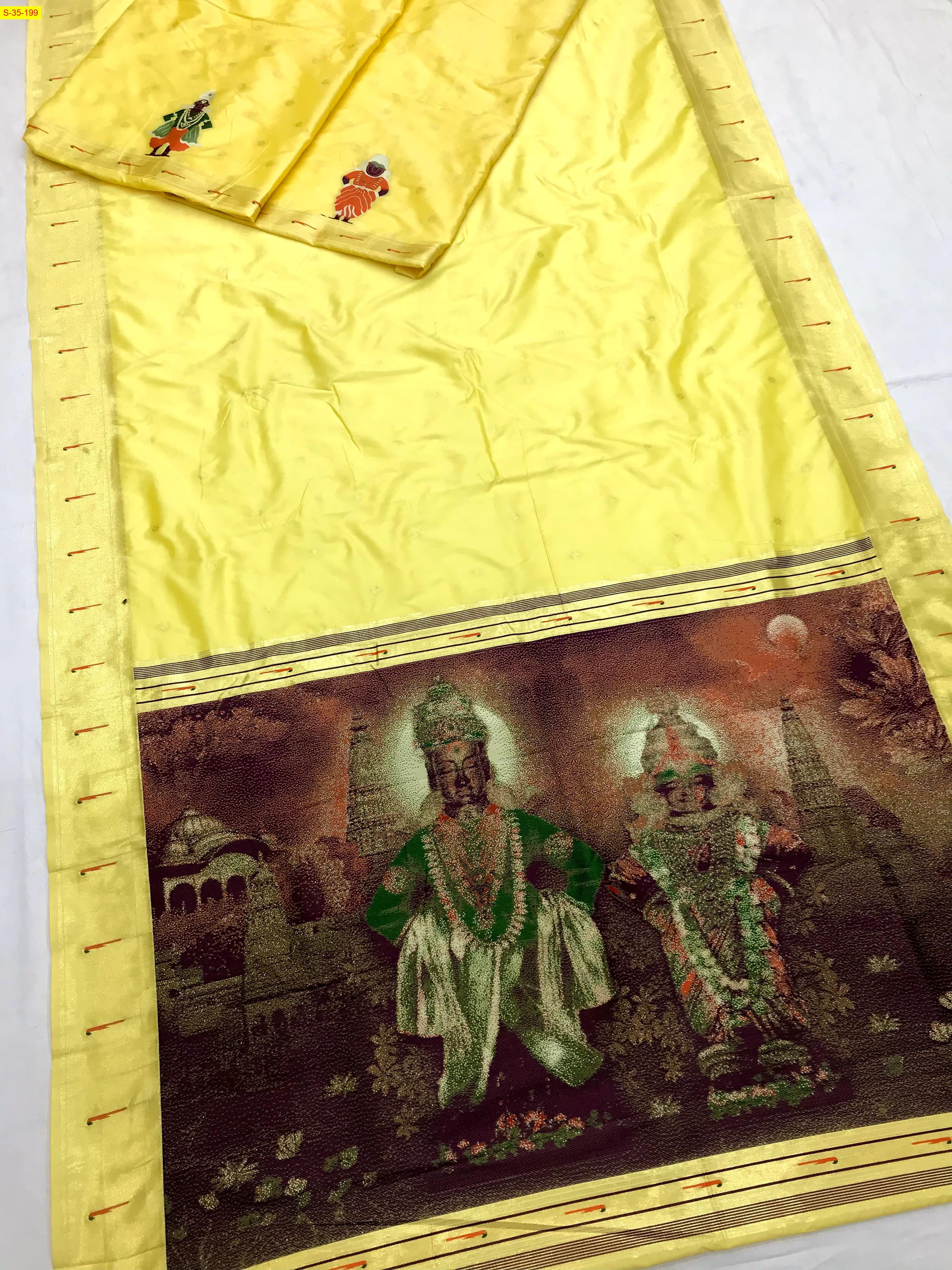 Yellow Semi Silk Sarees with Jacquard Weaving saree
