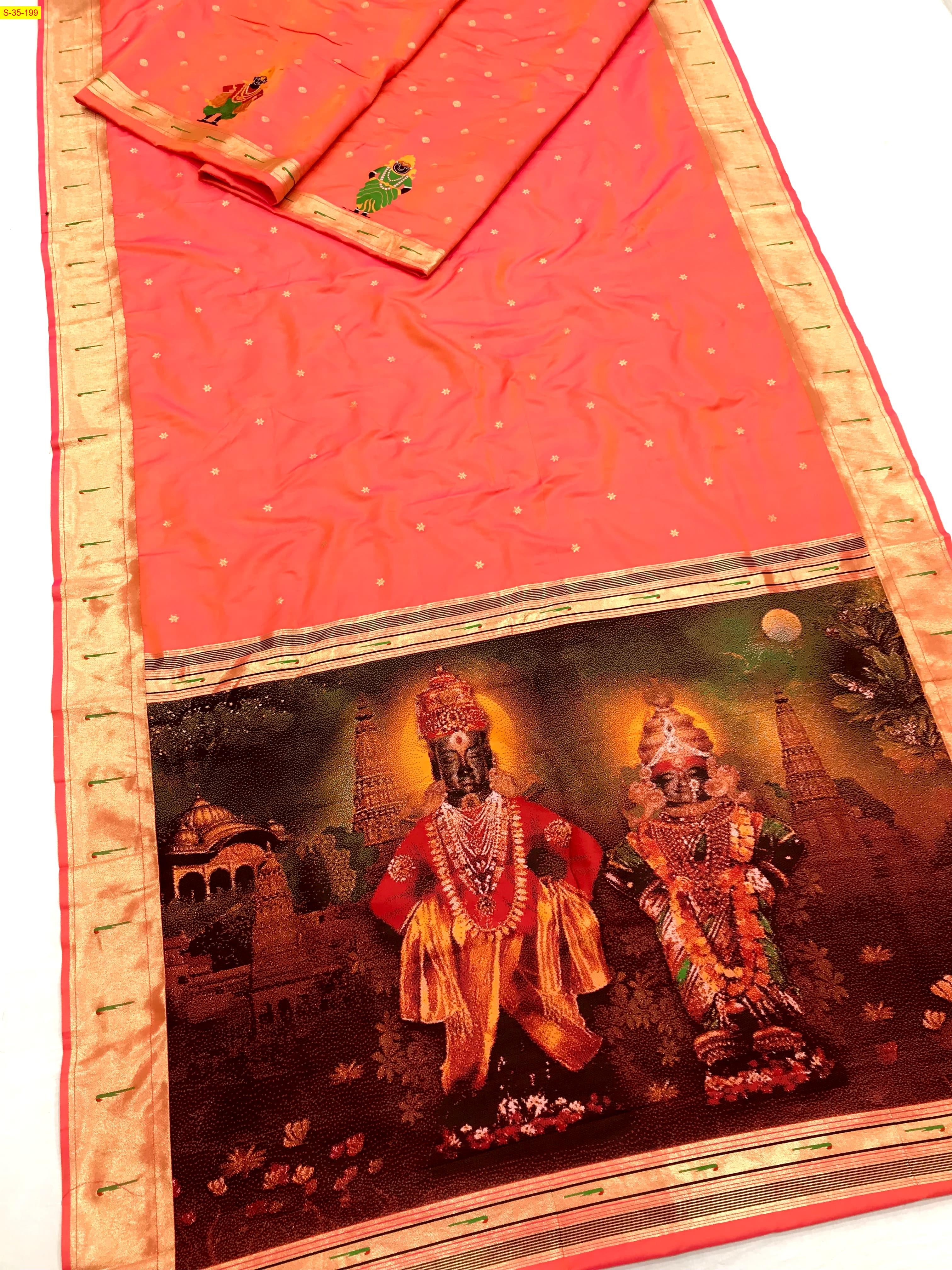 Orange Semi Silk Sarees with Jacquard Weaving saree