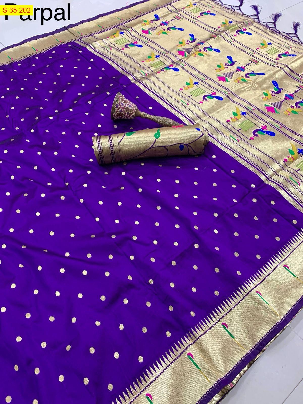 Violet Soft silk paithani saree