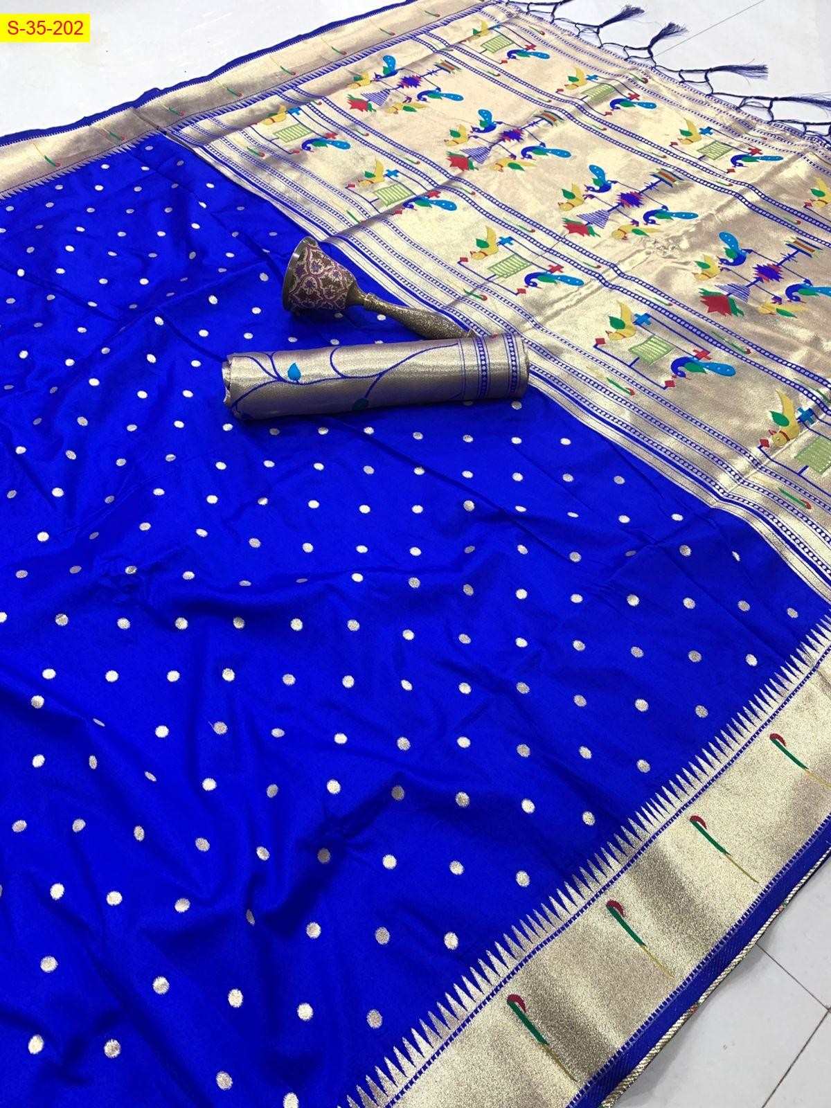 Royal Blue Soft silk paithani saree