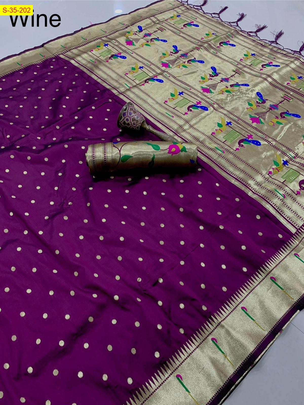 Maroon Soft silk paithani saree