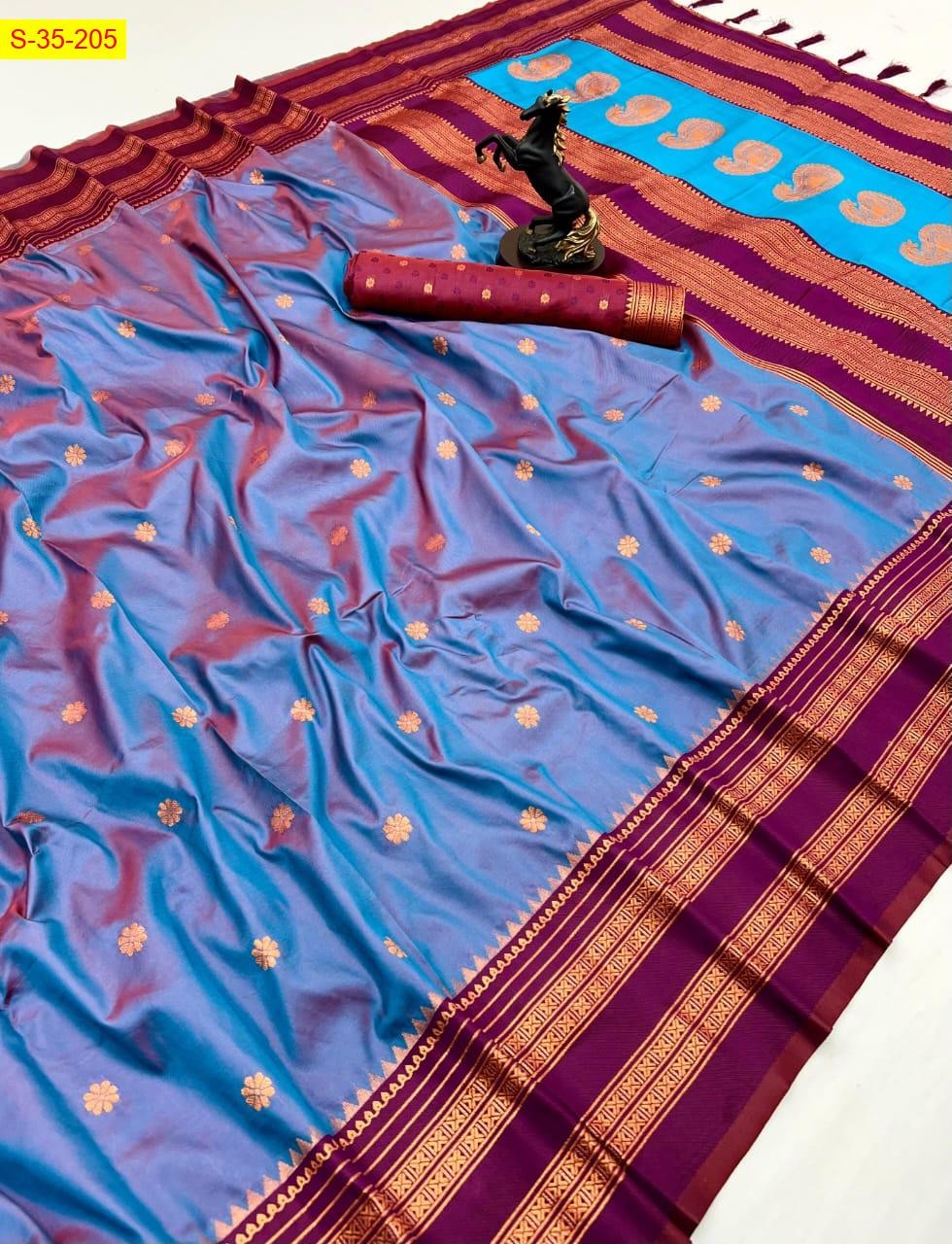 Blue Soft fancy silk sarees