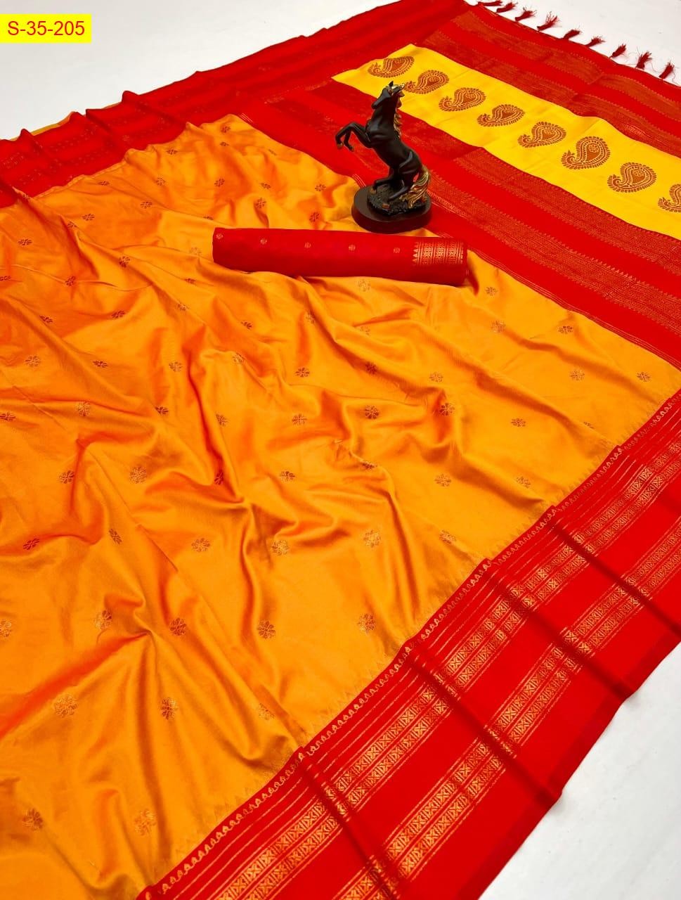Orange Soft fancy silk sarees