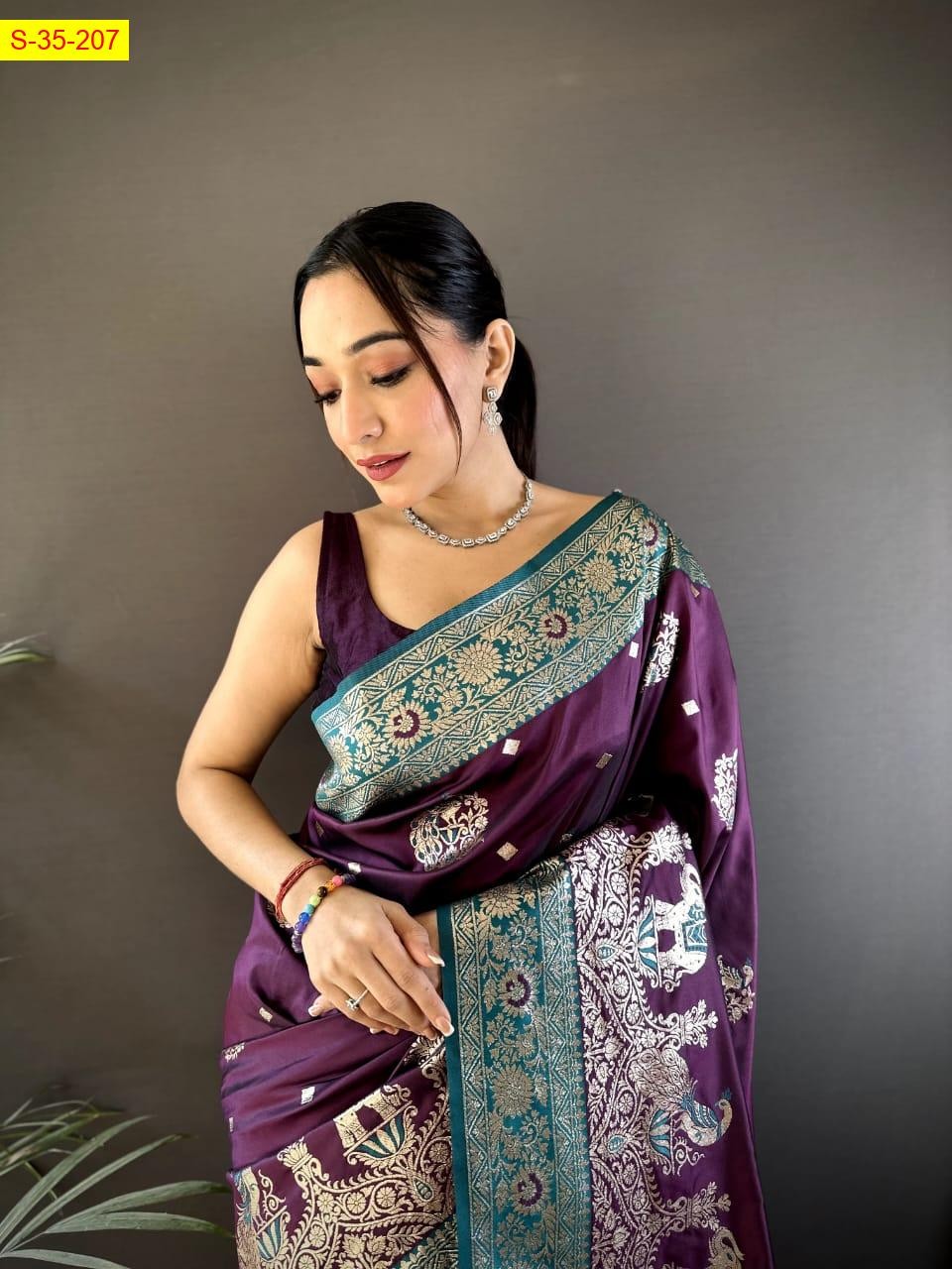 Violet Banaras Fancy silk sarees