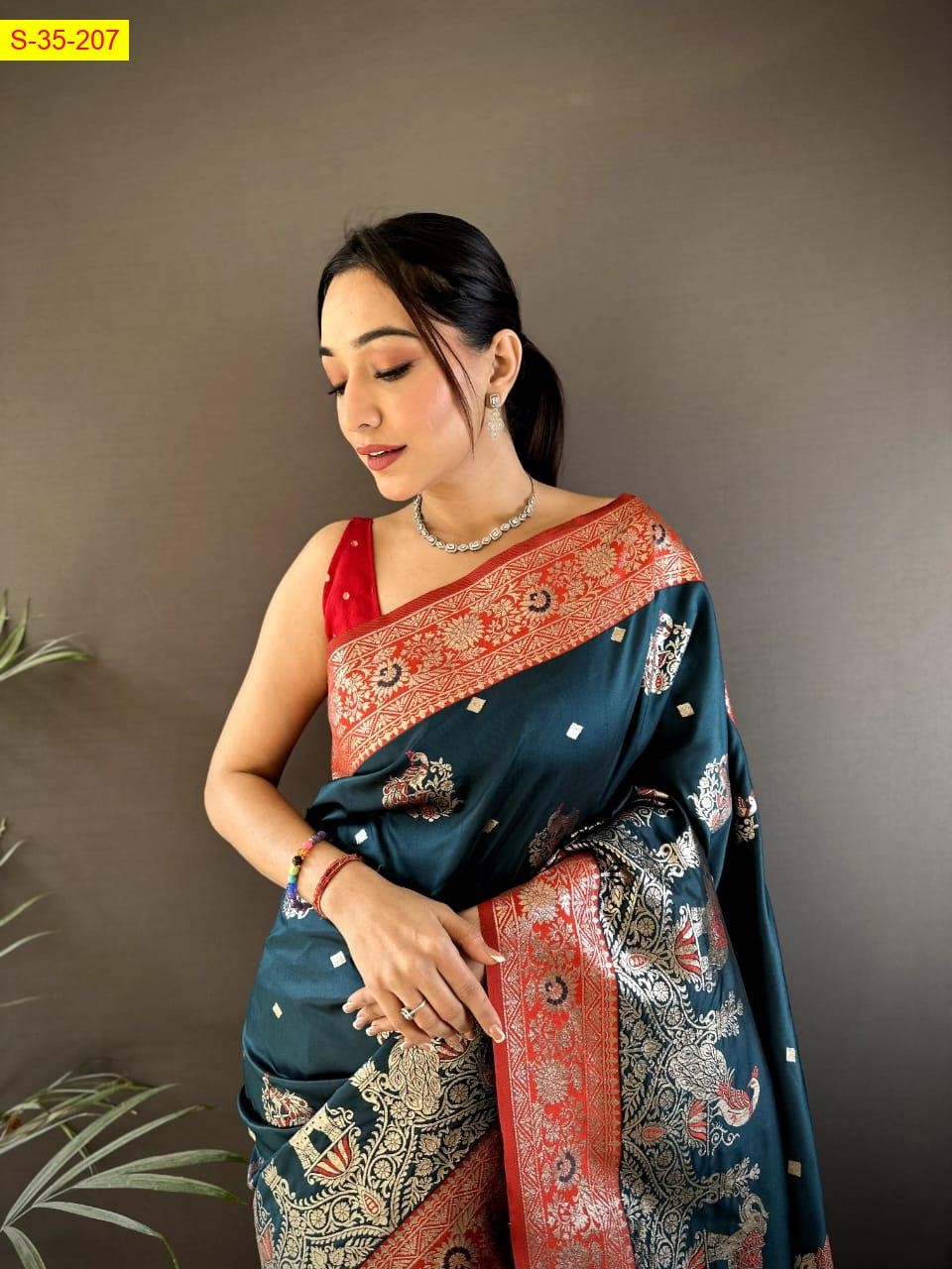 Morpitch Banaras Fancy silk sarees