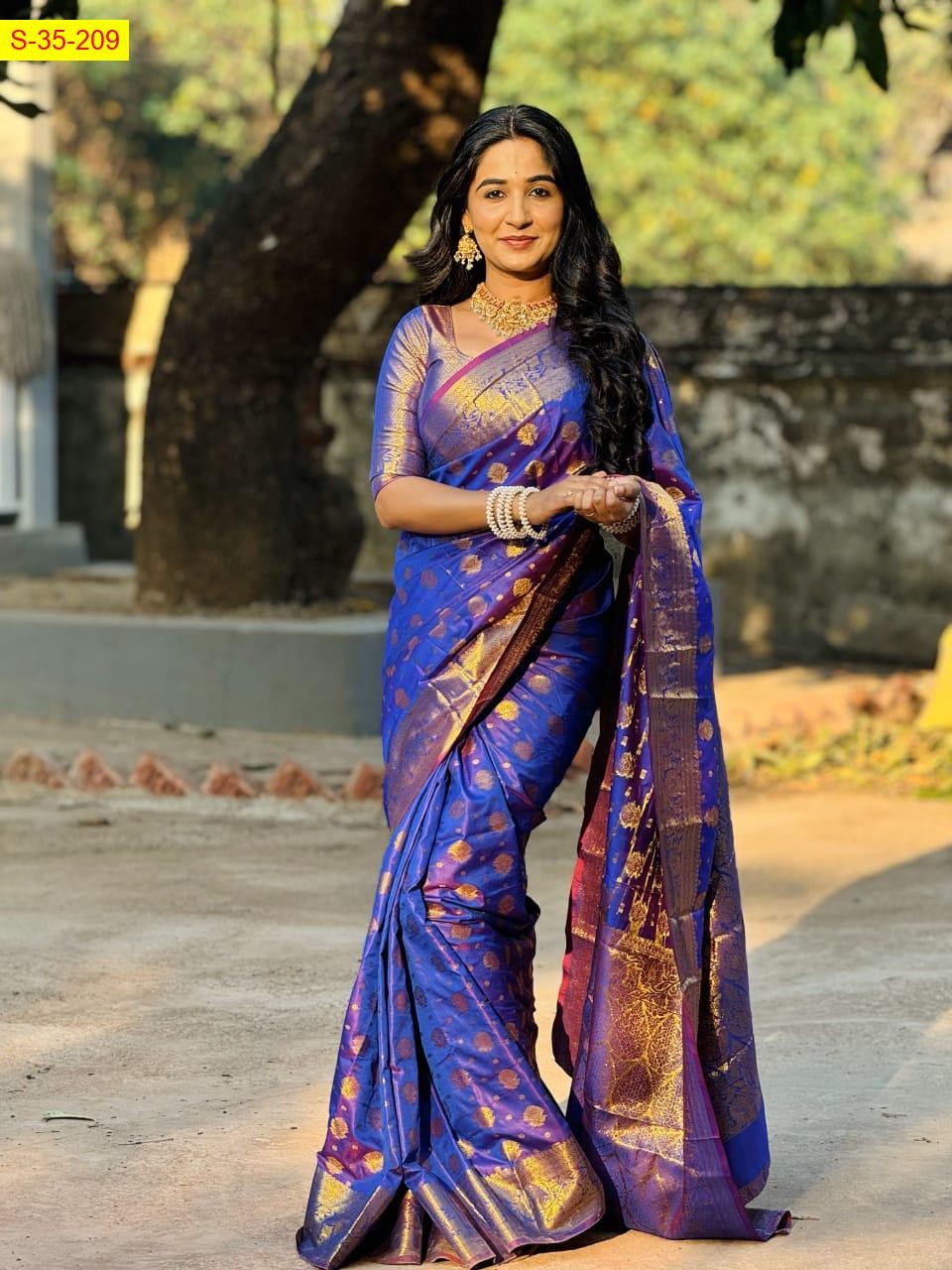 Royal Blue Banaras fancy silk sarees