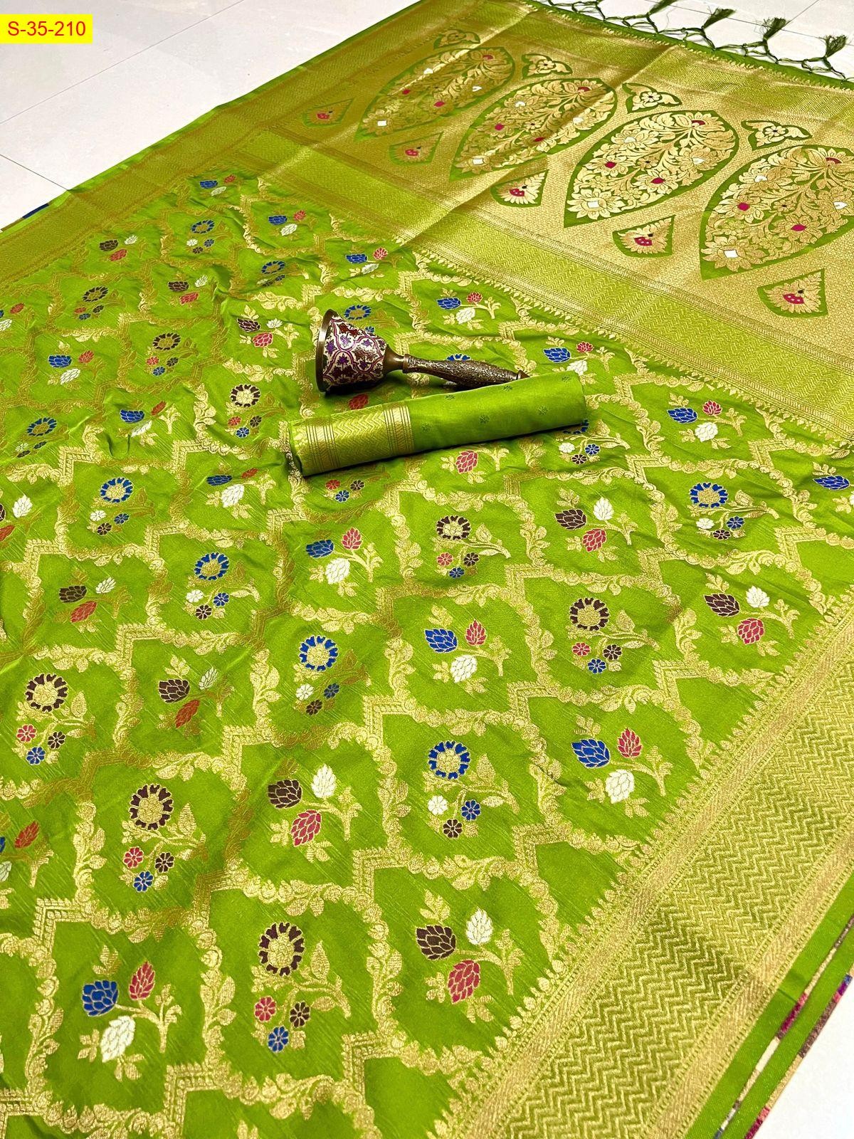 Parrot Green Kanjivuram fancy silk sarees