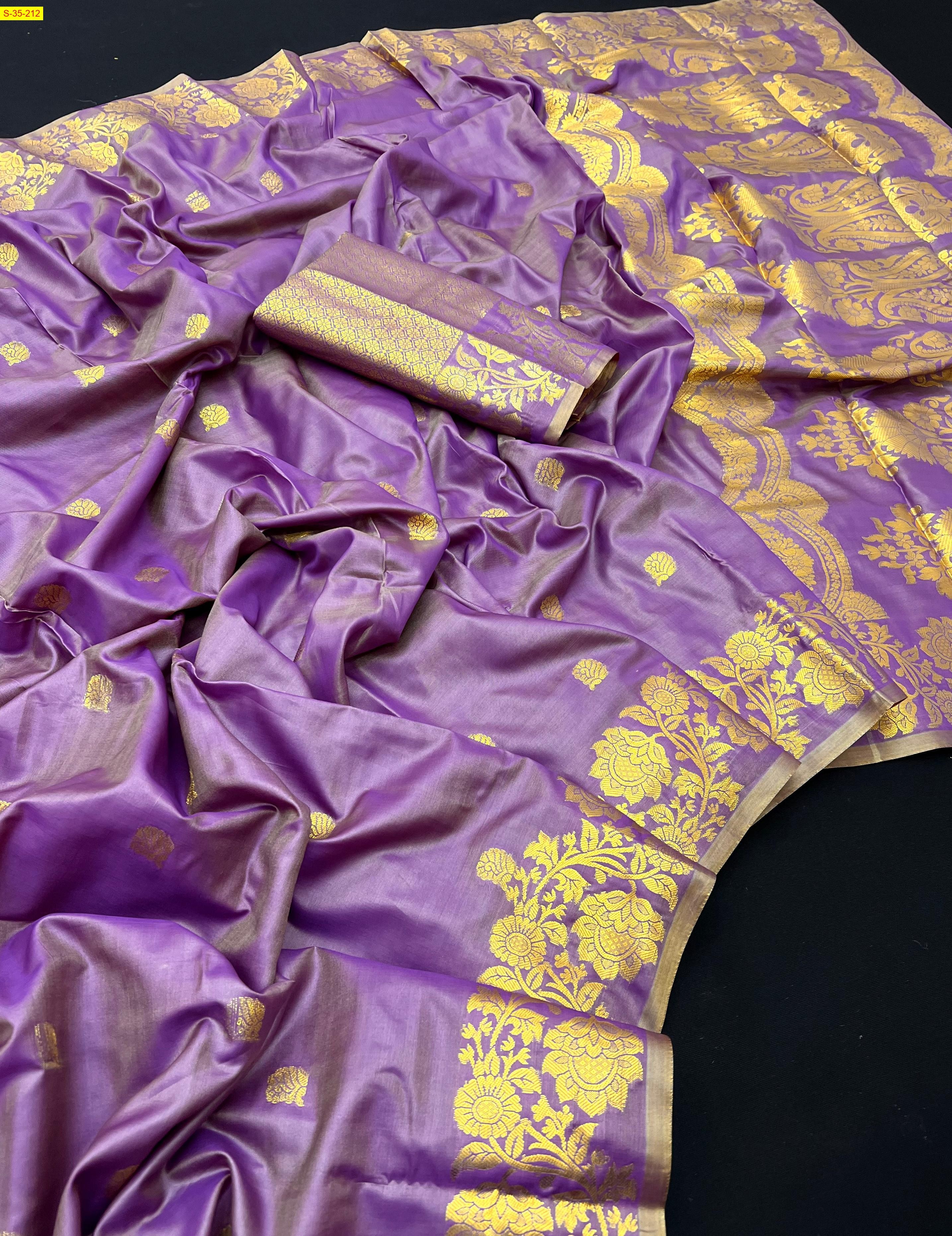 Lavender Soft Fancy Banarasi silk sarees