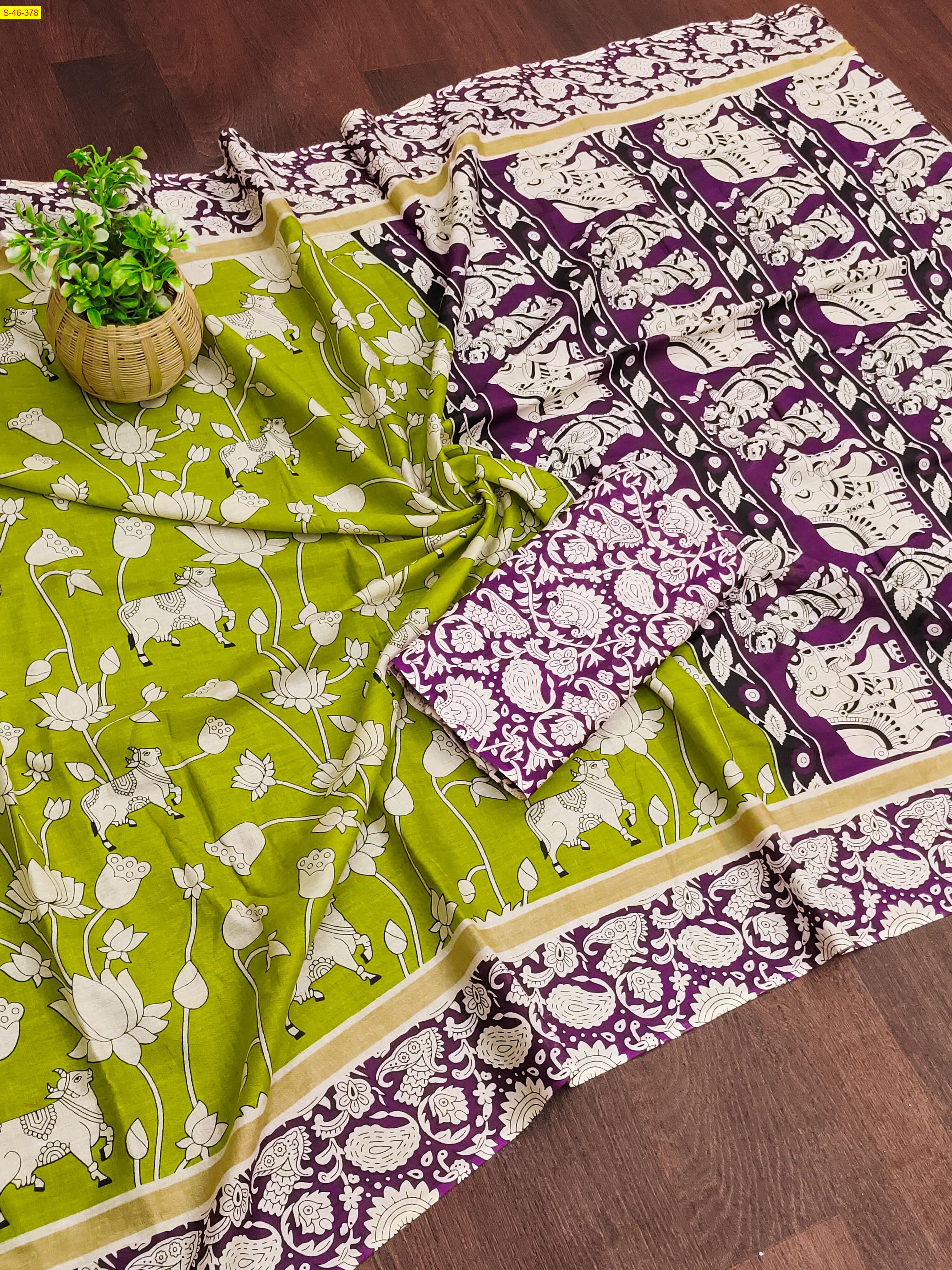 Light Green Mulmul fancy cotton sarees