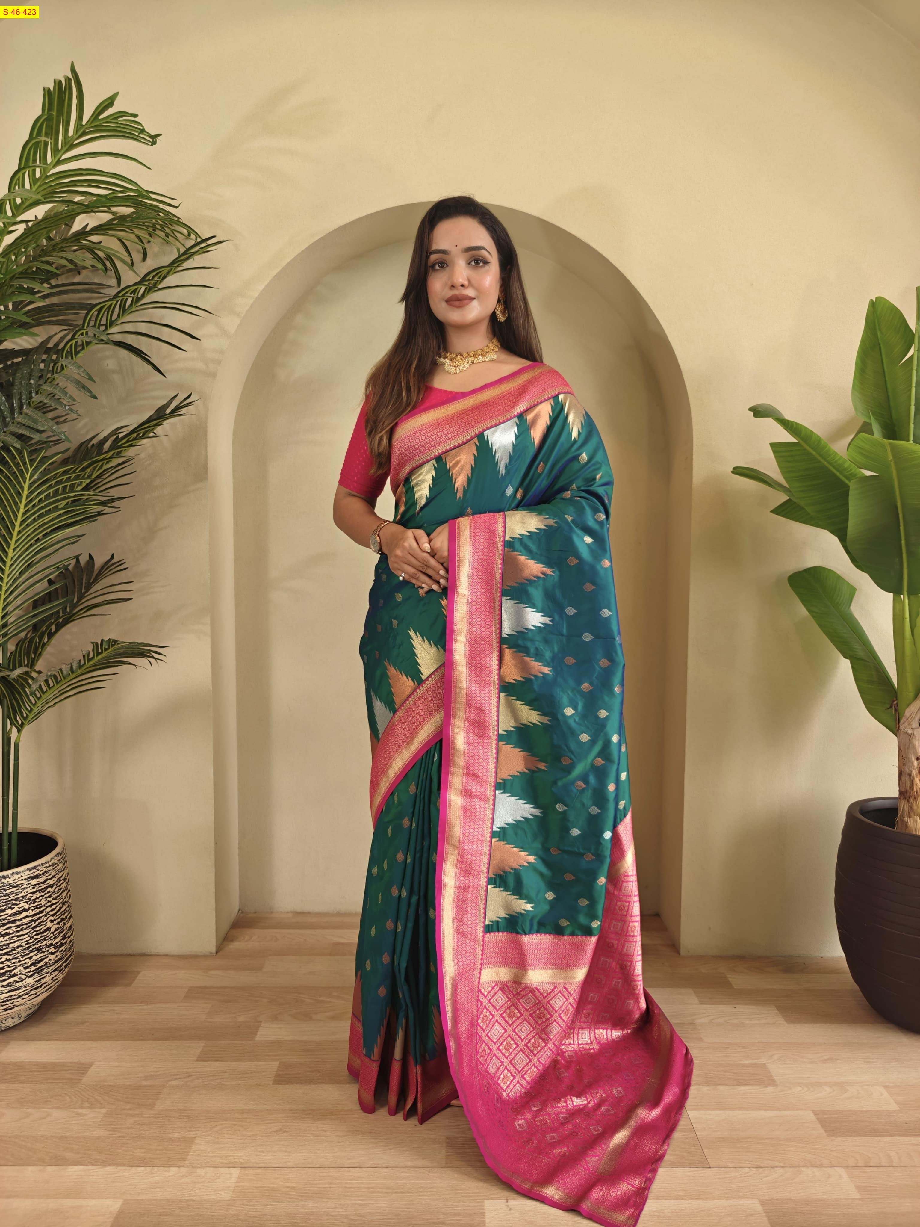 Green Semi kanchi silk saree