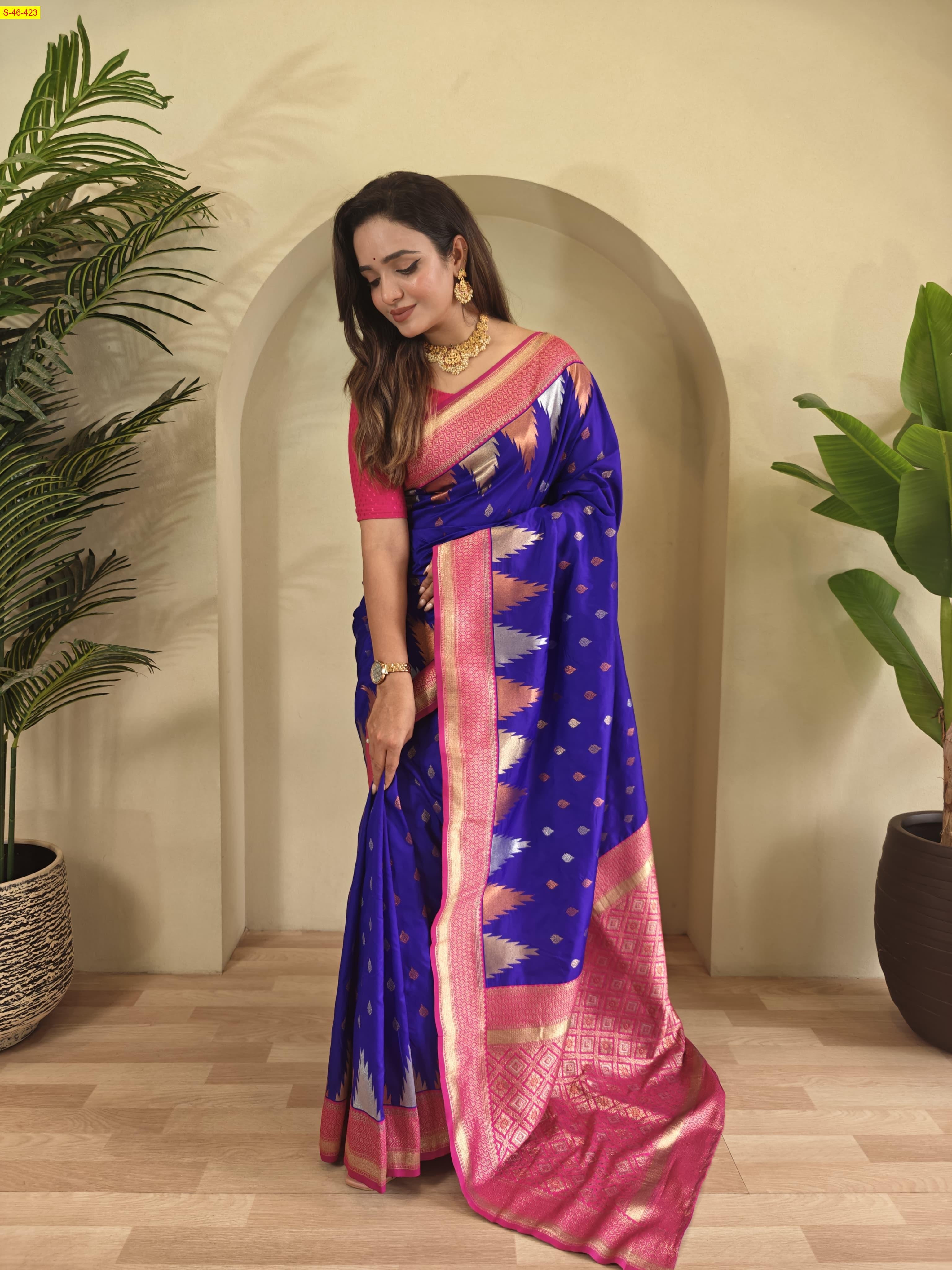 Blue Semi kanchi silk saree
