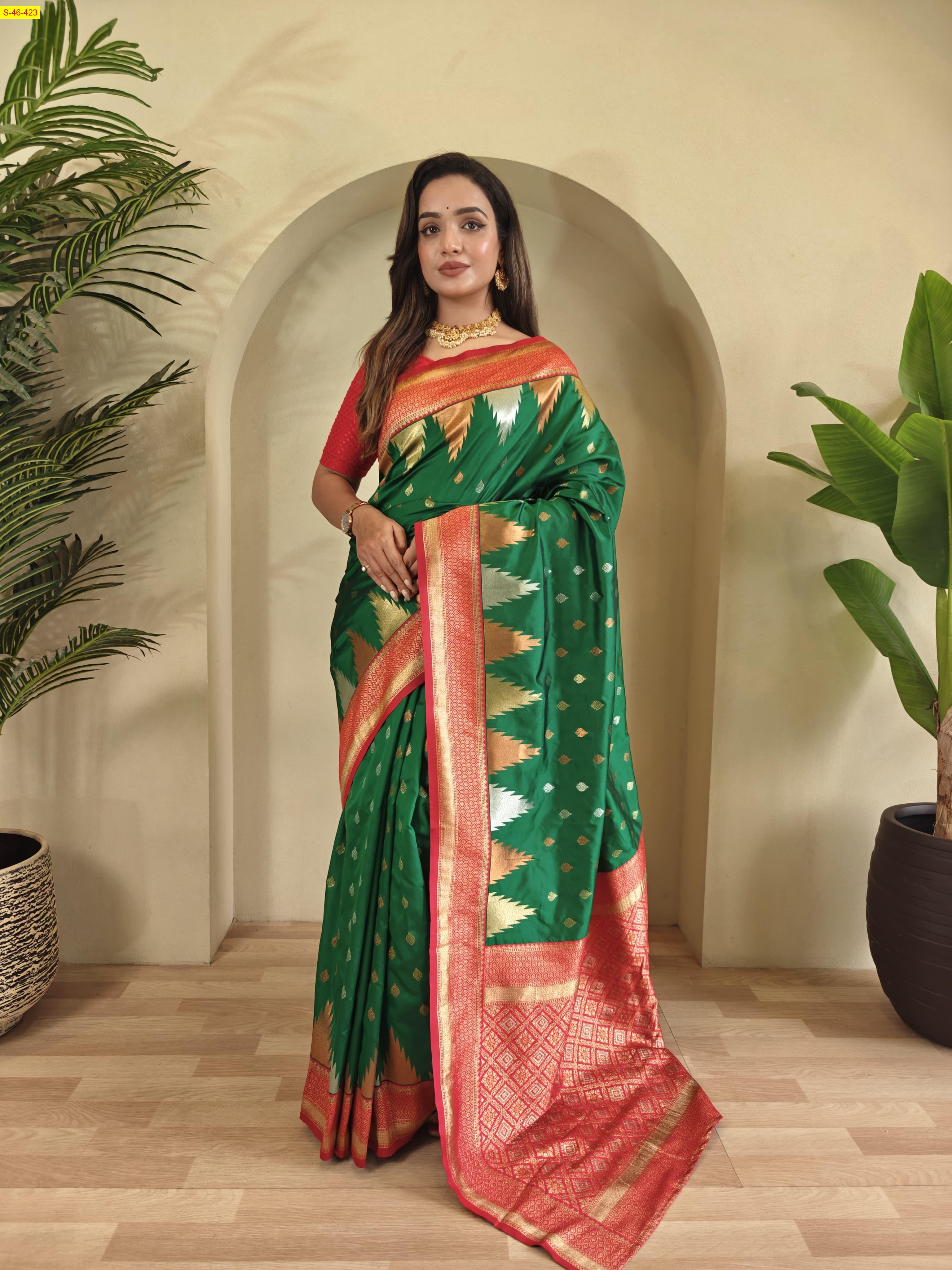 Green Semi kanchi silk saree