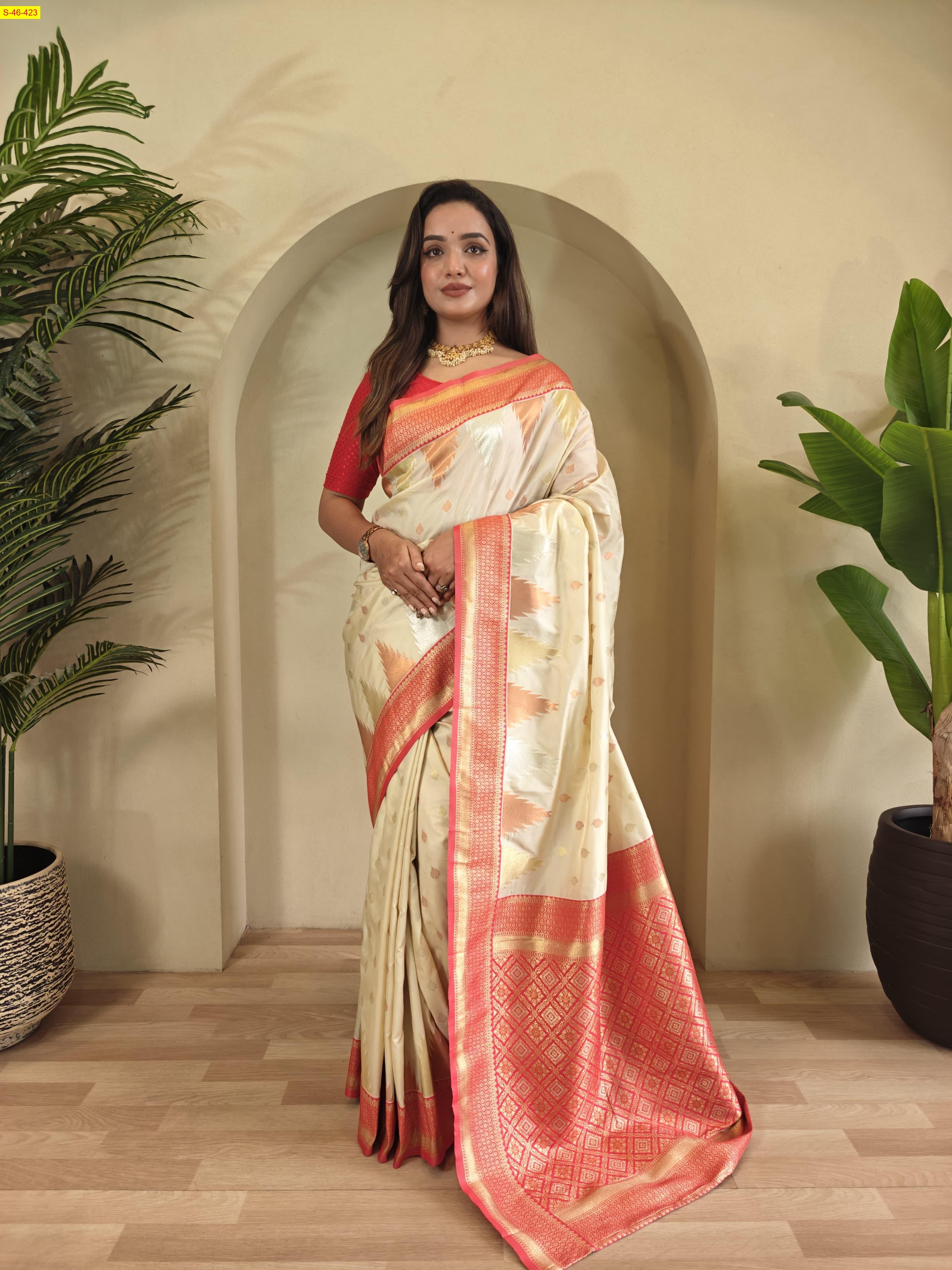 White Semi kanchi silk saree