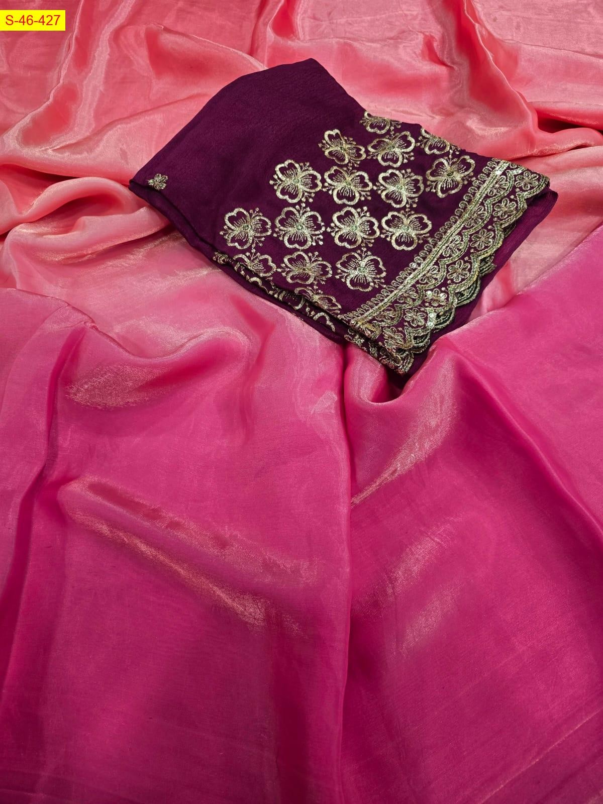 Pink Space silk shaded sarees