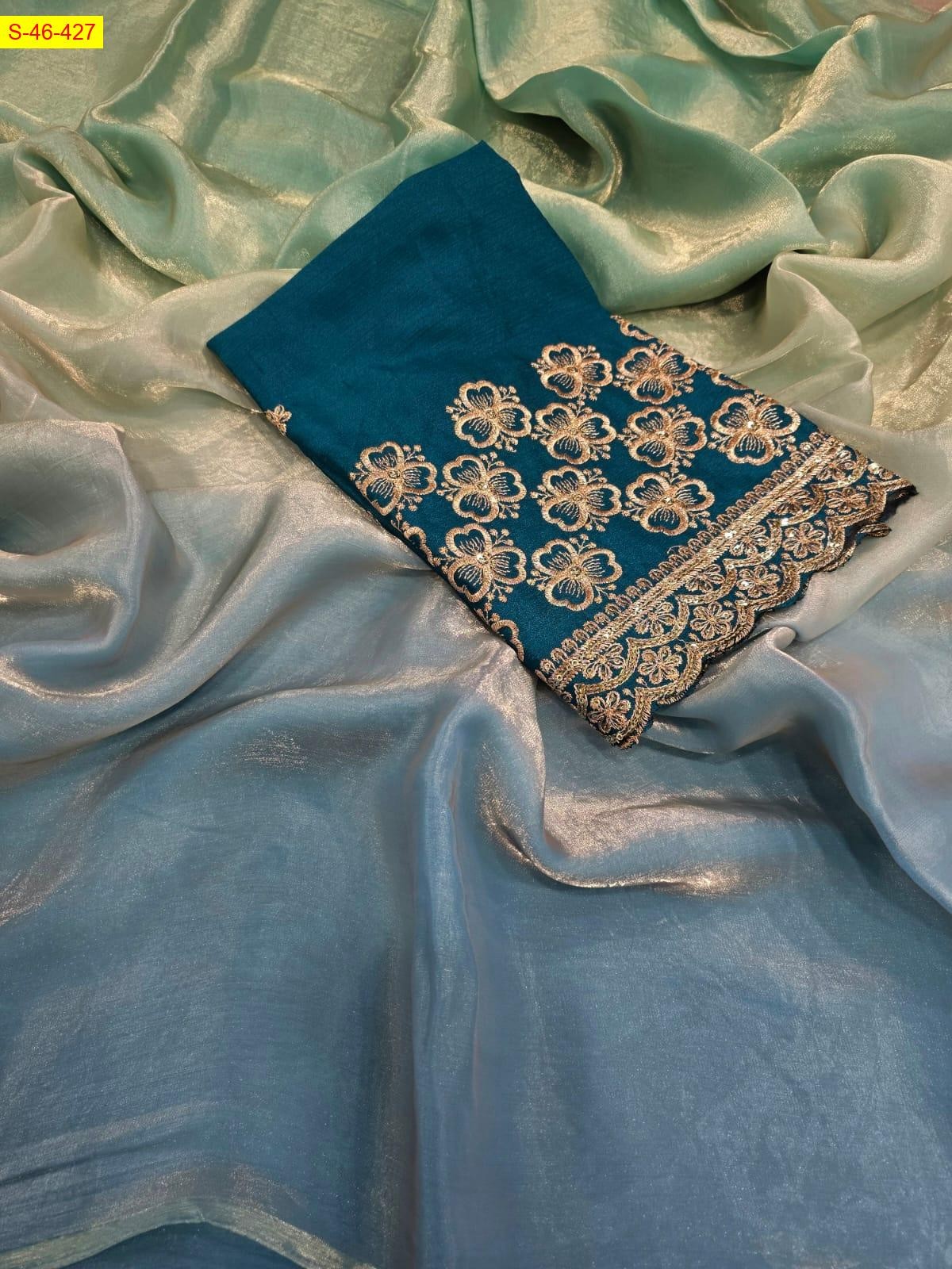 Blue Space silk shaded sarees