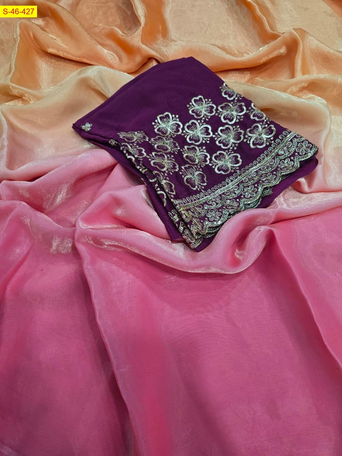 Pink Space silk shaded sarees