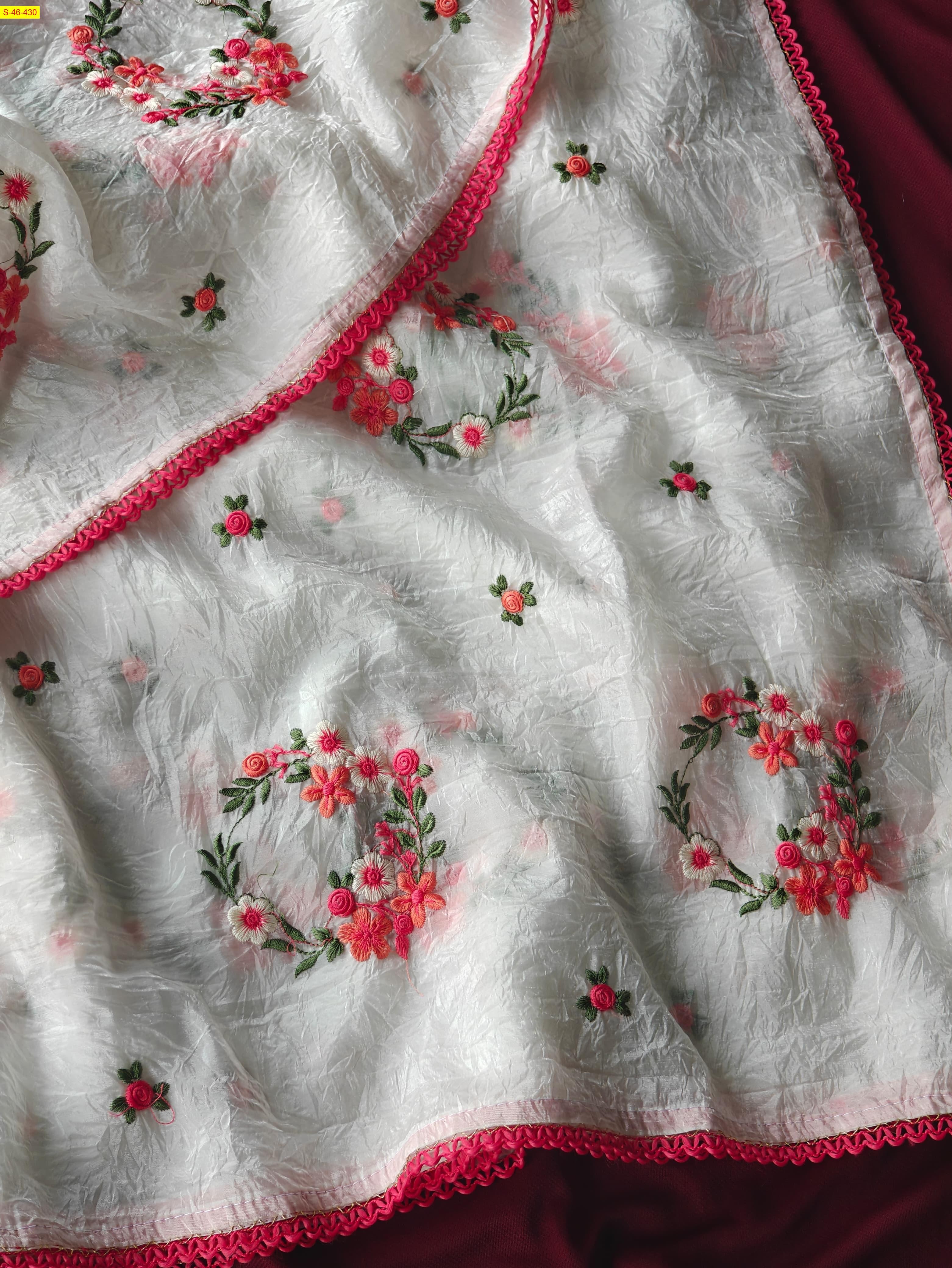 White Crush semi silk sarees