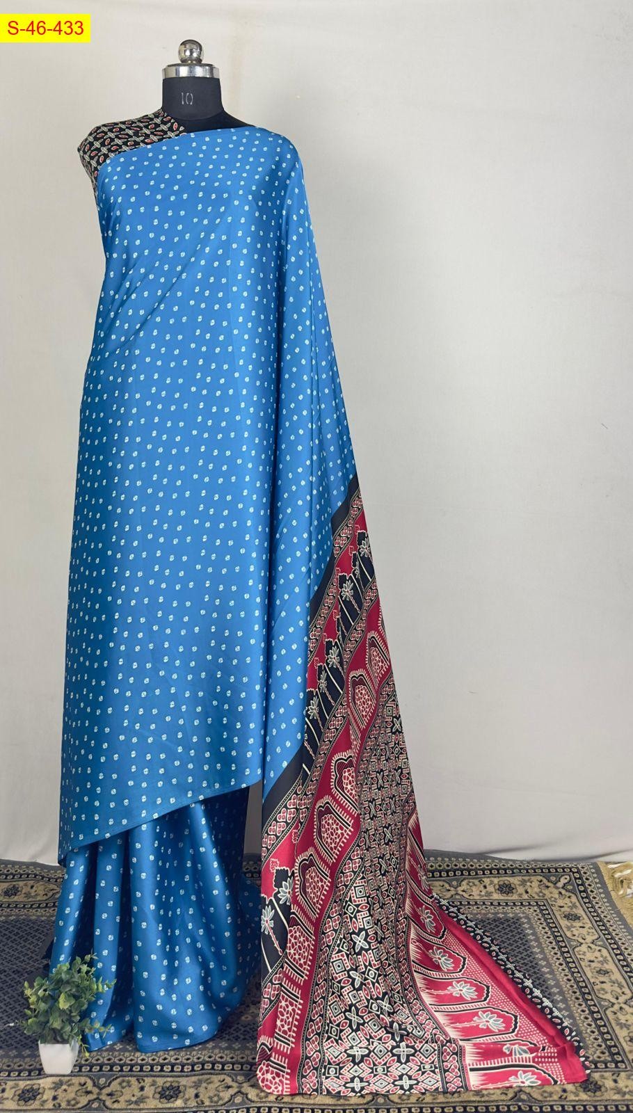 Blue Premium Satin silk saree