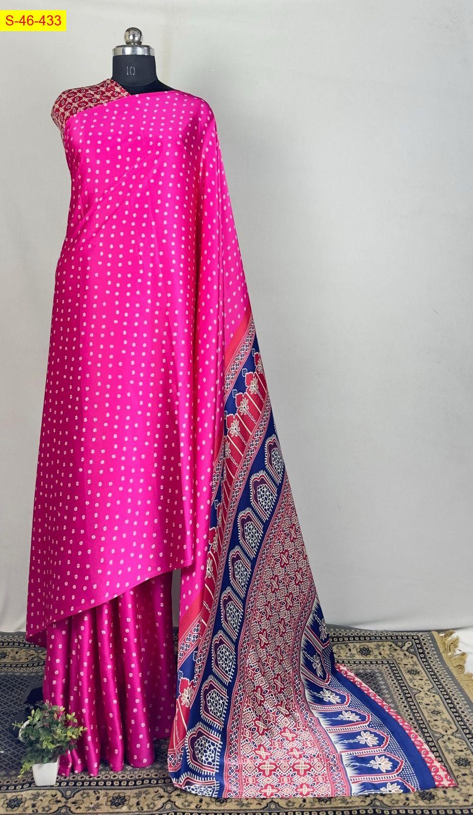 Pink Premium Satin silk saree