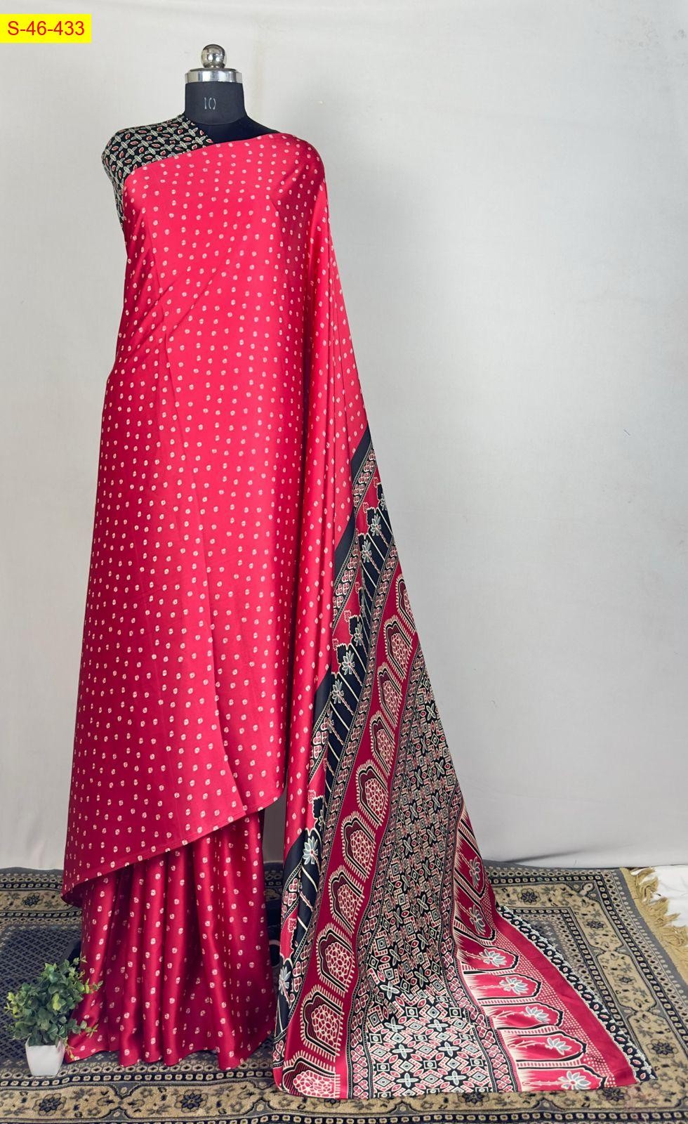 Red Premium Satin silk saree