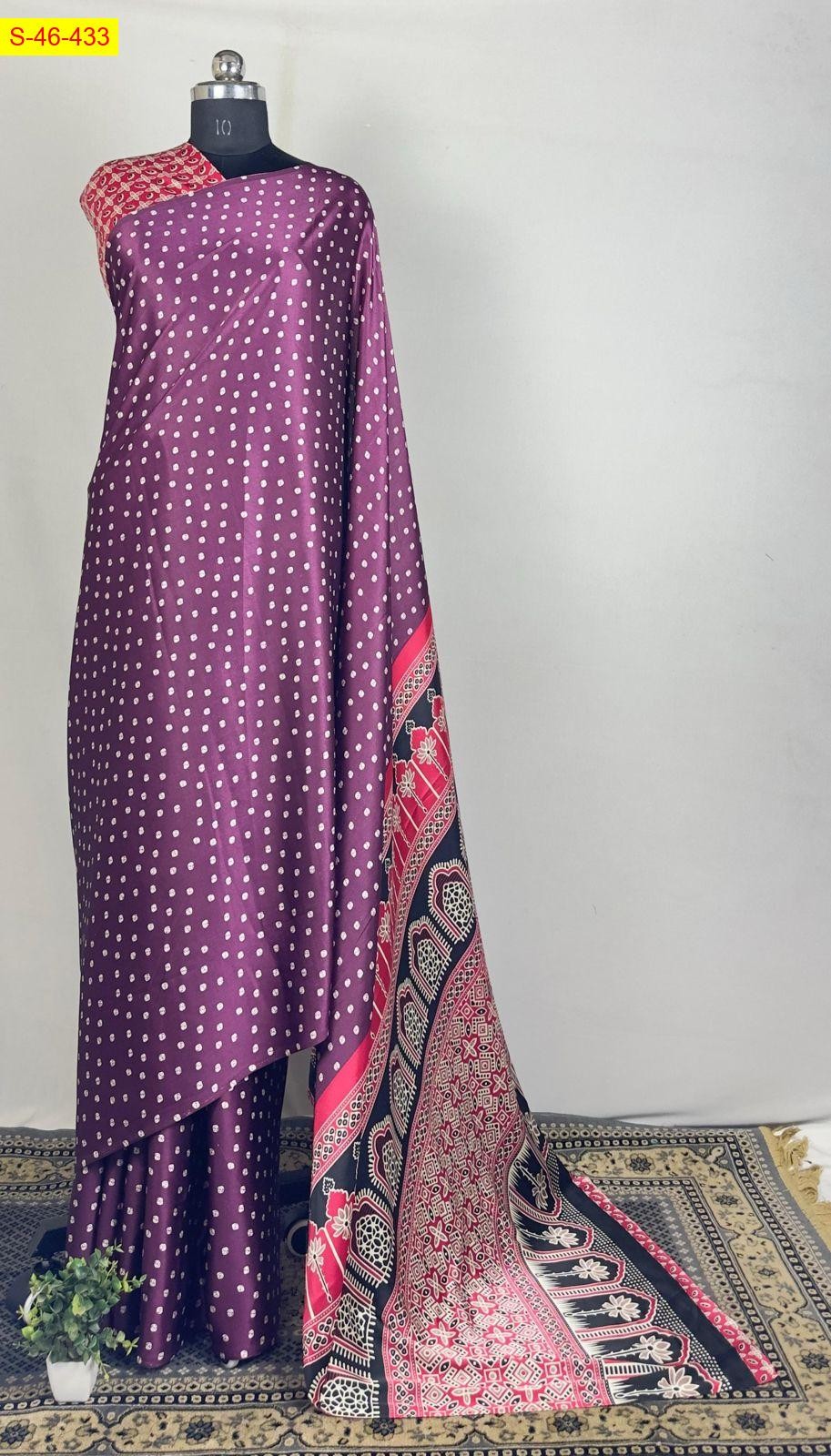 Violet Premium Satin silk saree