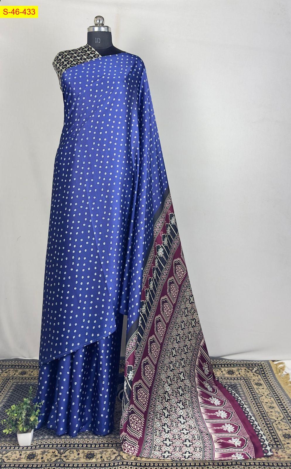 Blue Premium Satin silk saree