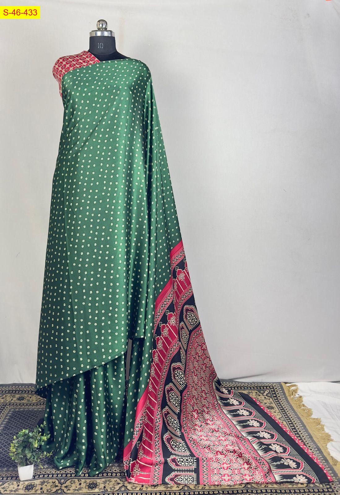 Green Premium Satin silk saree