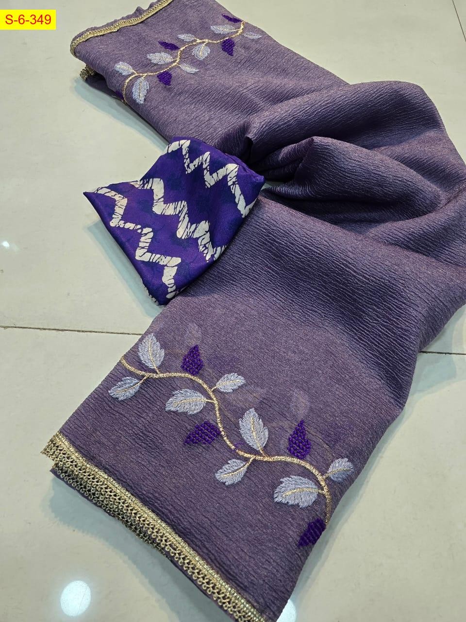 Lavender Candy crush georgette embroidery sarees