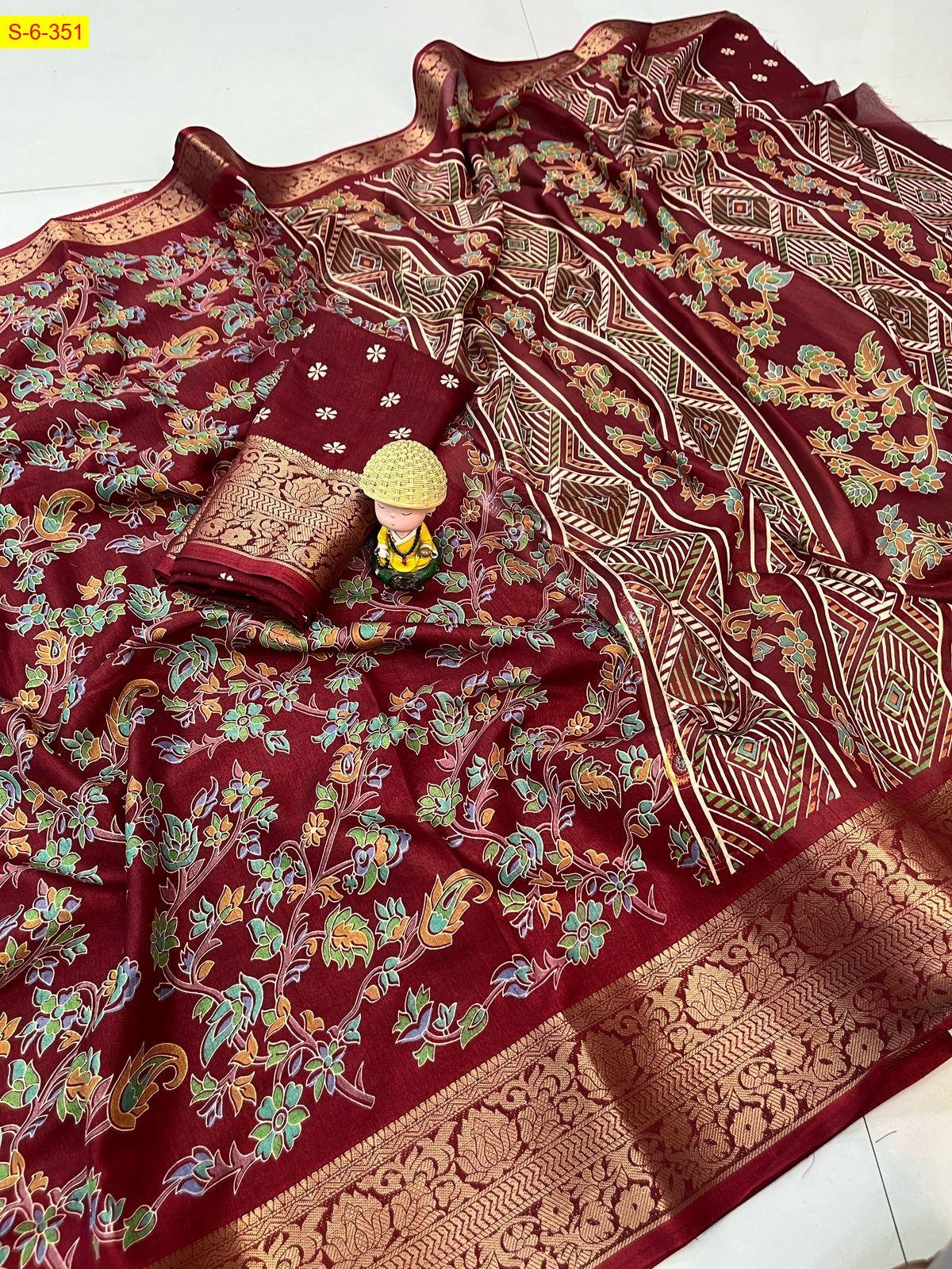 Meroon Soft dola silk sarees